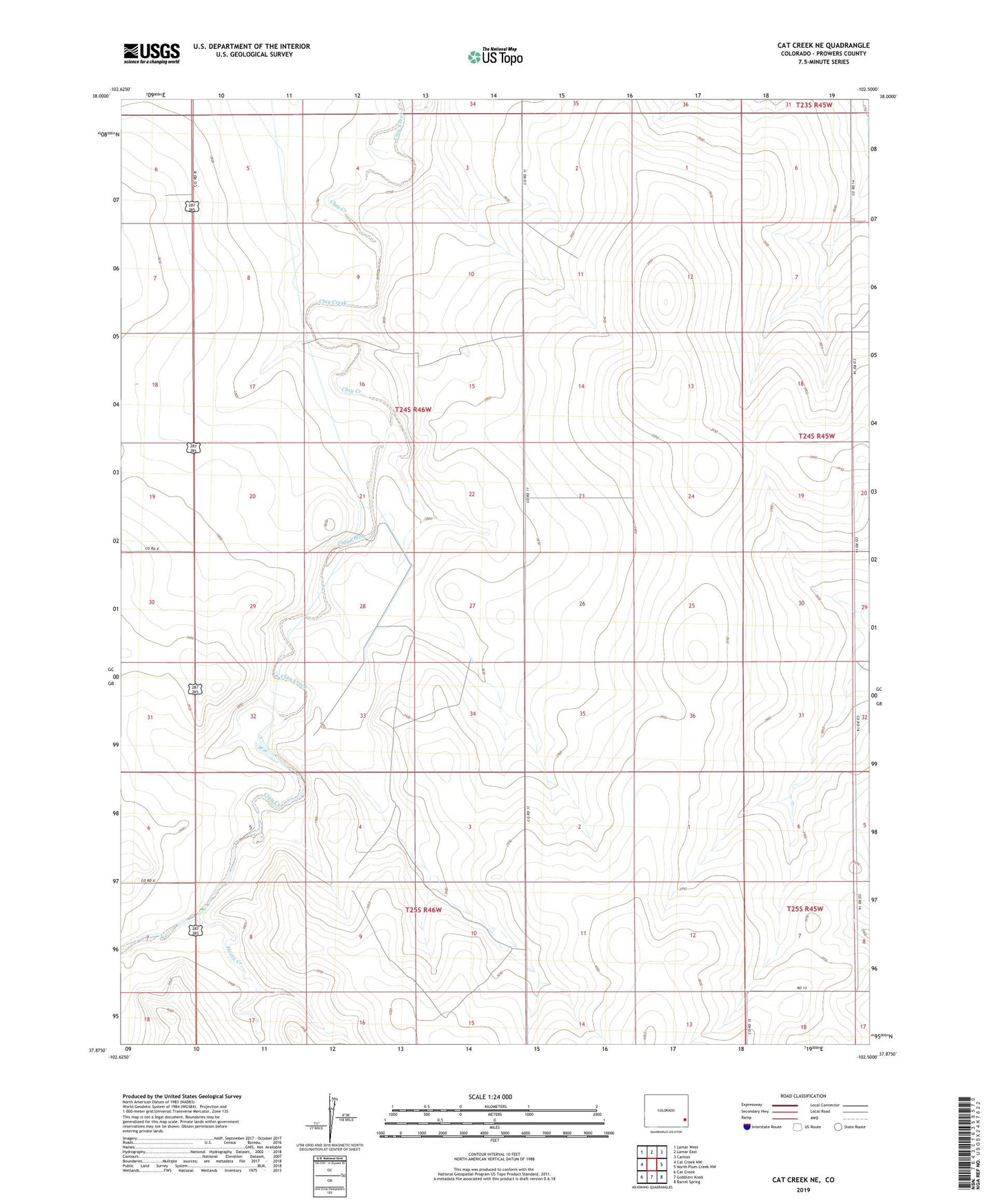 Cat Creek NE Colorado US Topo Map Image