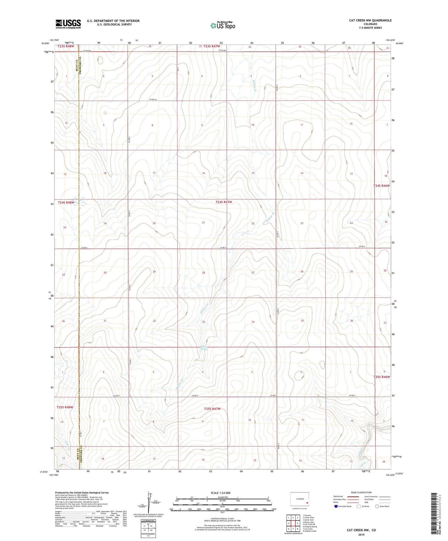 Cat Creek NW Colorado US Topo Map Image