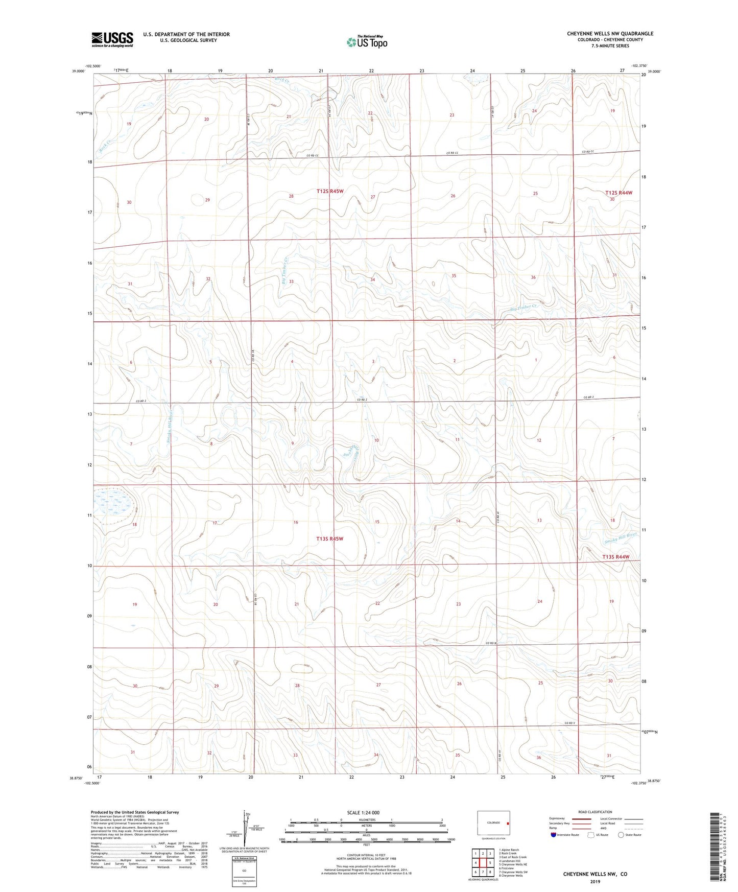 Cheyenne Wells NW Colorado US Topo Map Image