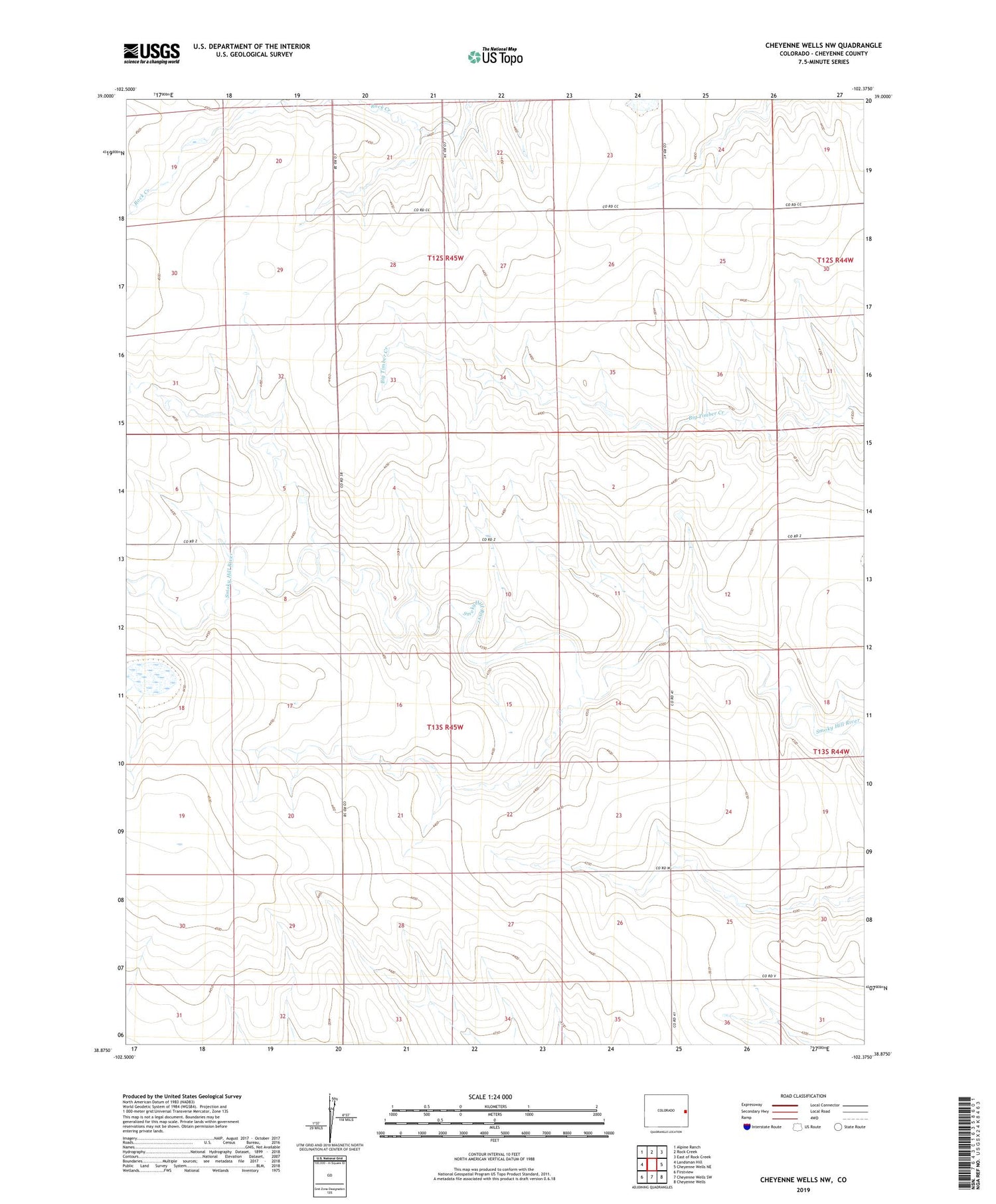 Cheyenne Wells NW Colorado US Topo Map Image