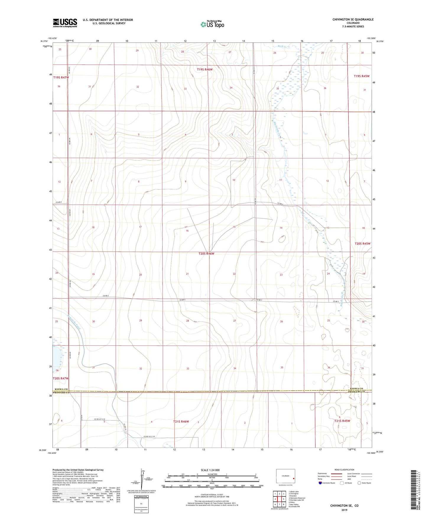 Chivington SE Colorado US Topo Map Image