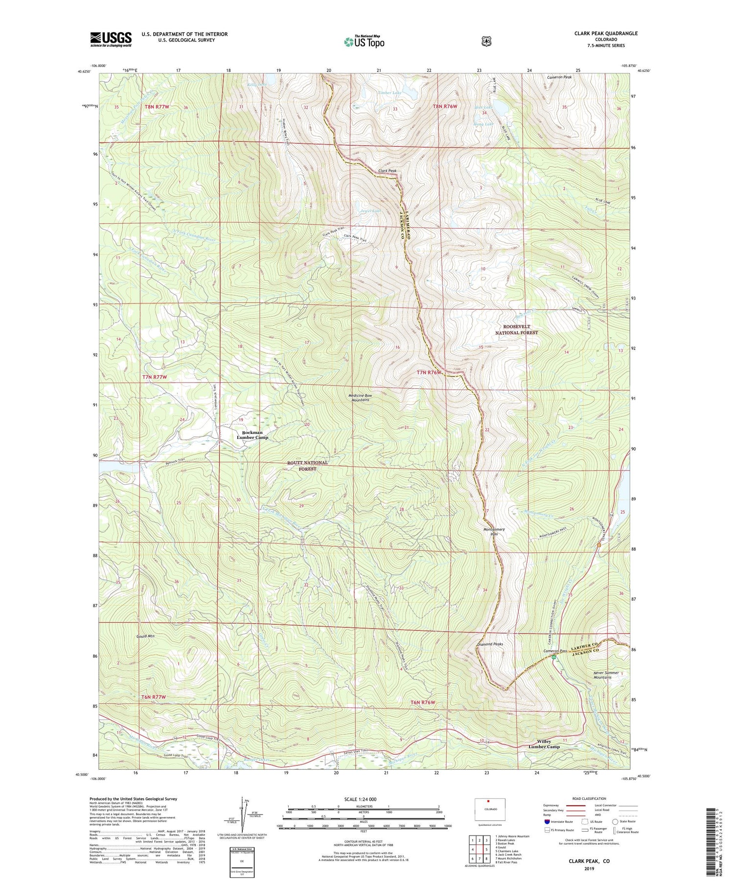 Clark Peak Colorado US Topo Map Image