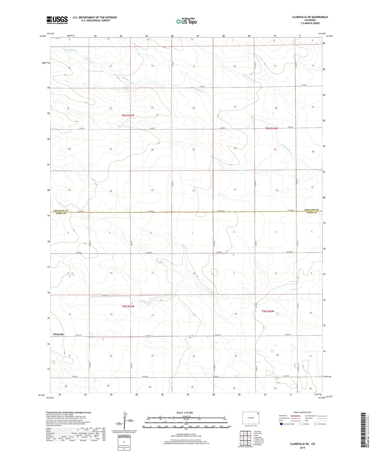 Clarkville NE Colorado US Topo Map Image