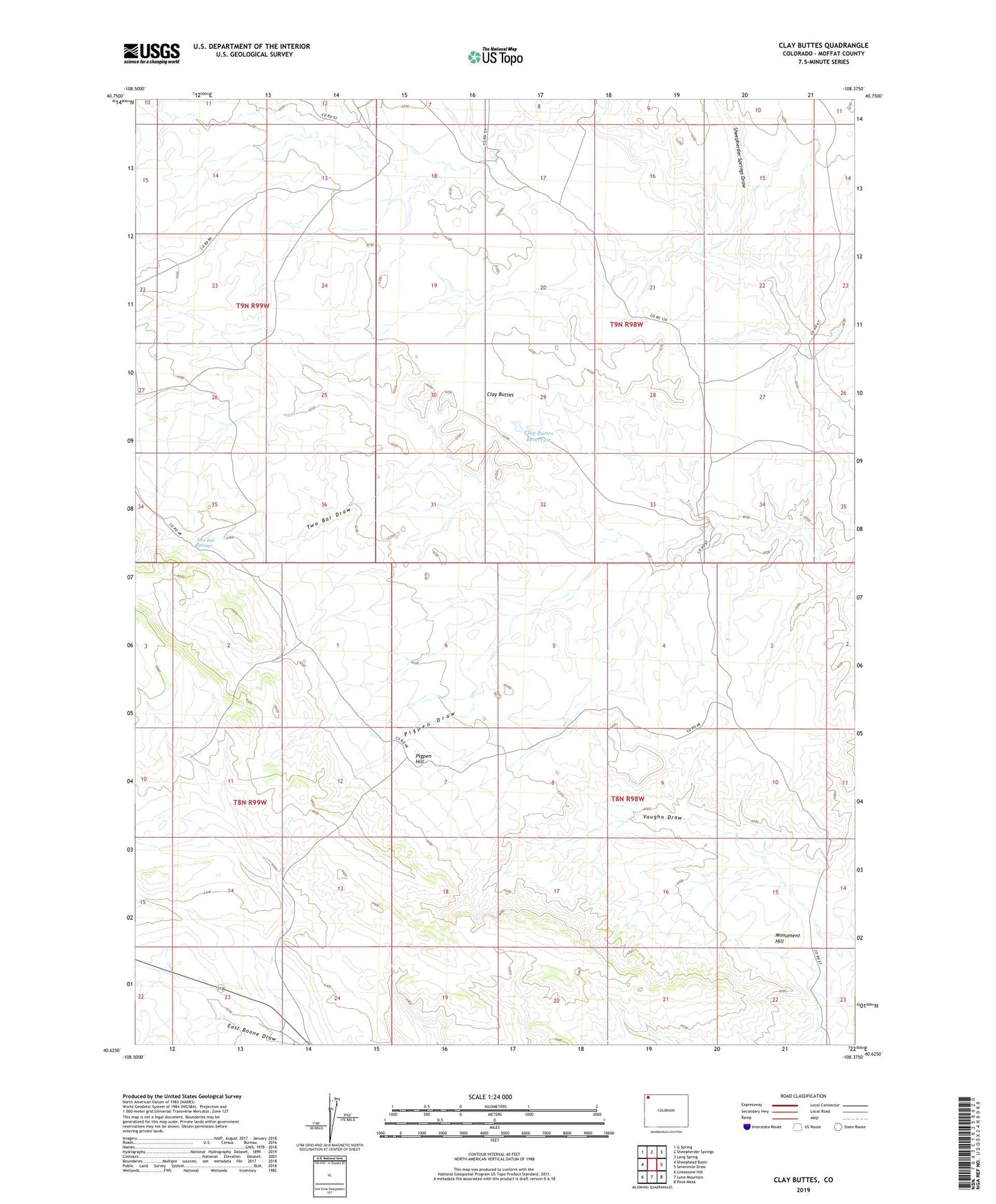 Clay Buttes Colorado US Topo Map Image