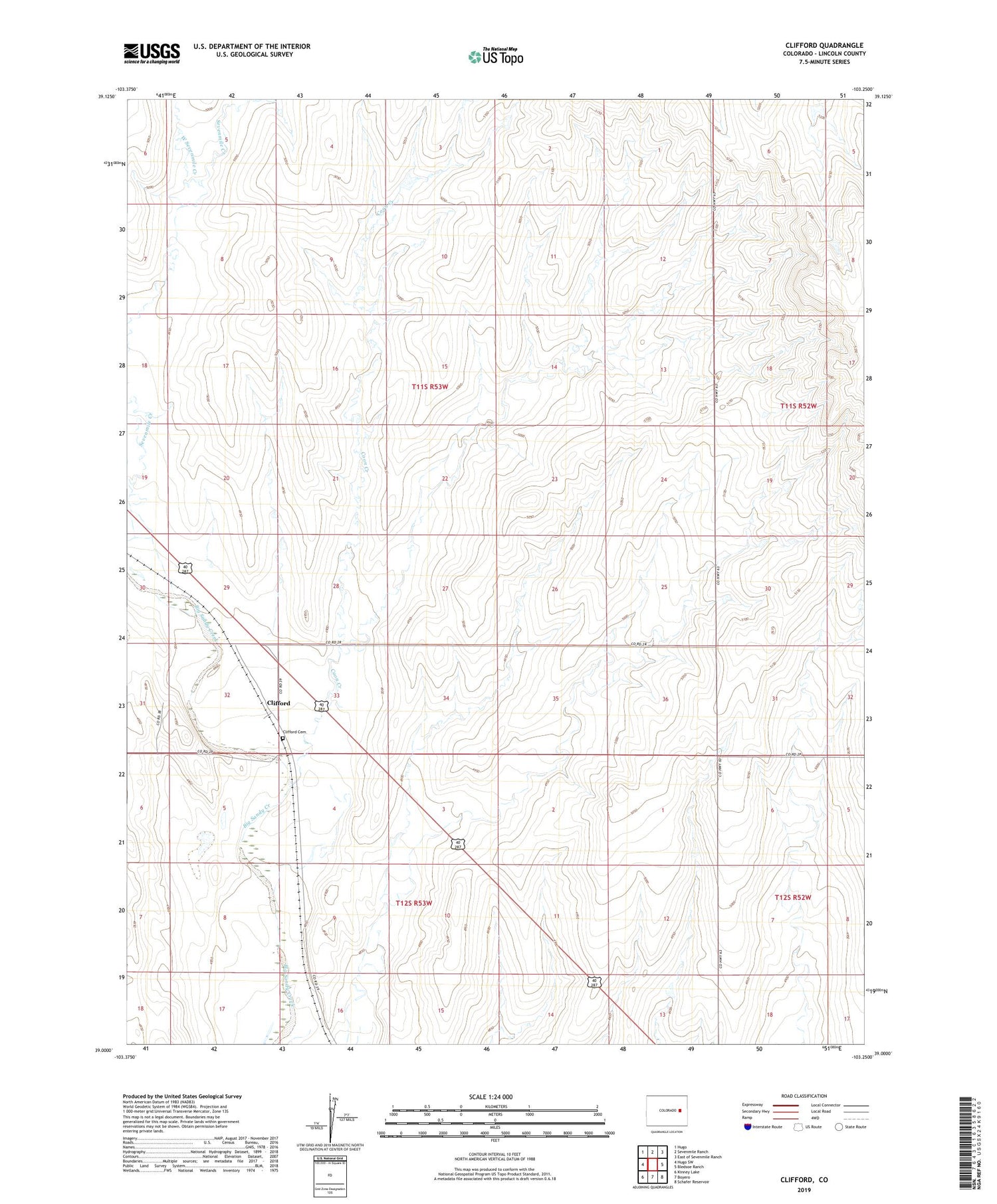 Clifford Colorado US Topo Map Image