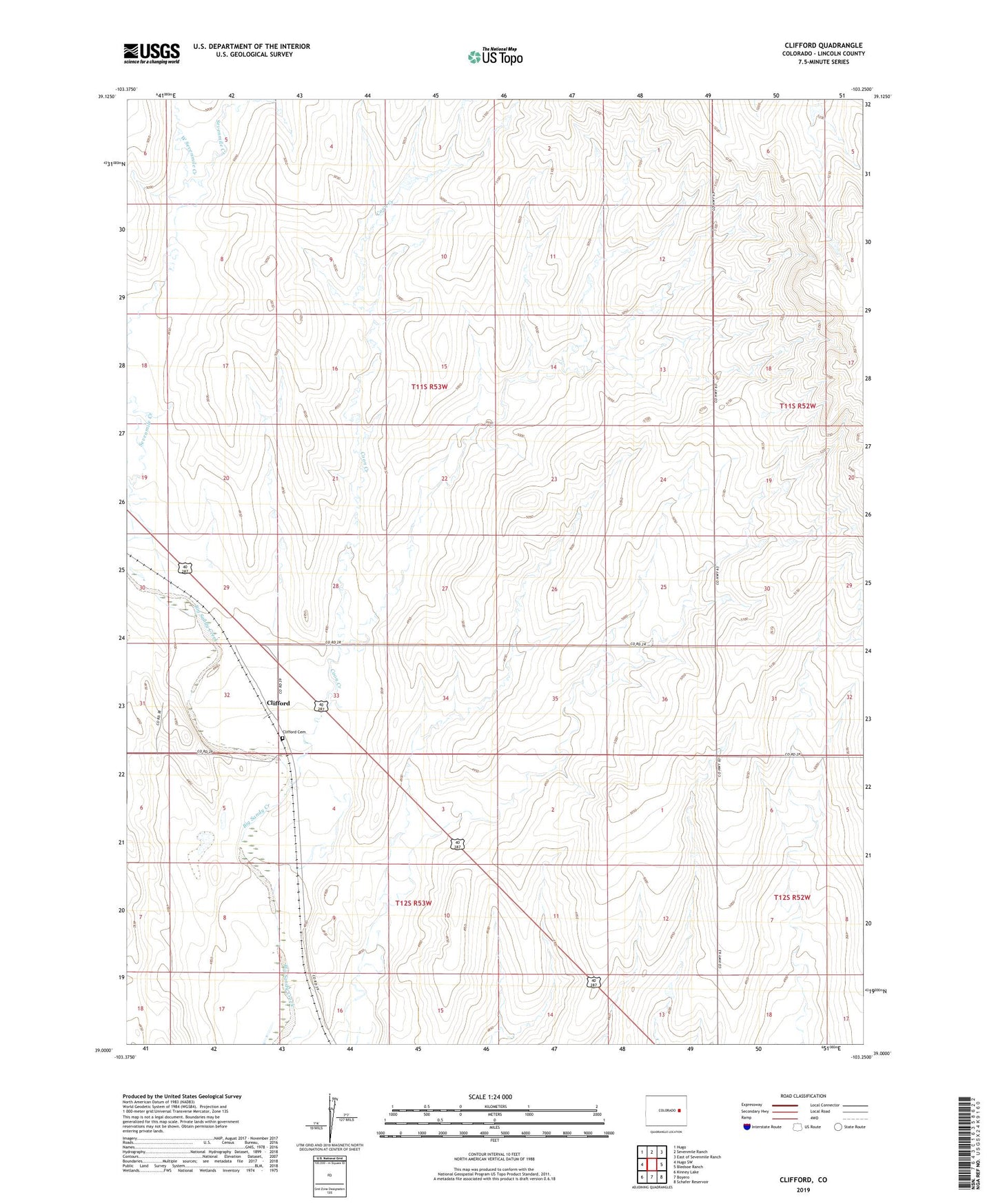 Clifford Colorado US Topo Map Image
