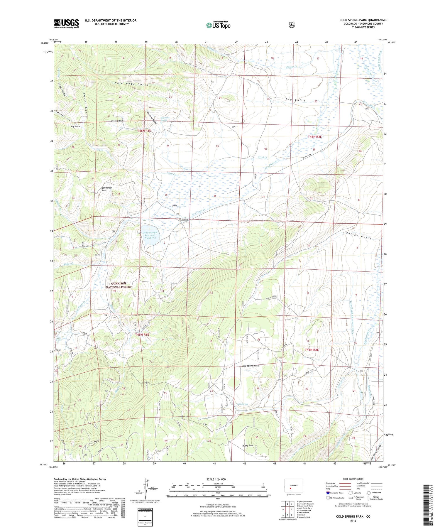 Cold Spring Park Colorado US Topo Map Image