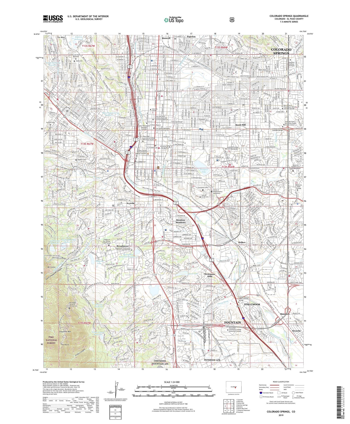 Colorado Springs Colorado US Topo Map Image
