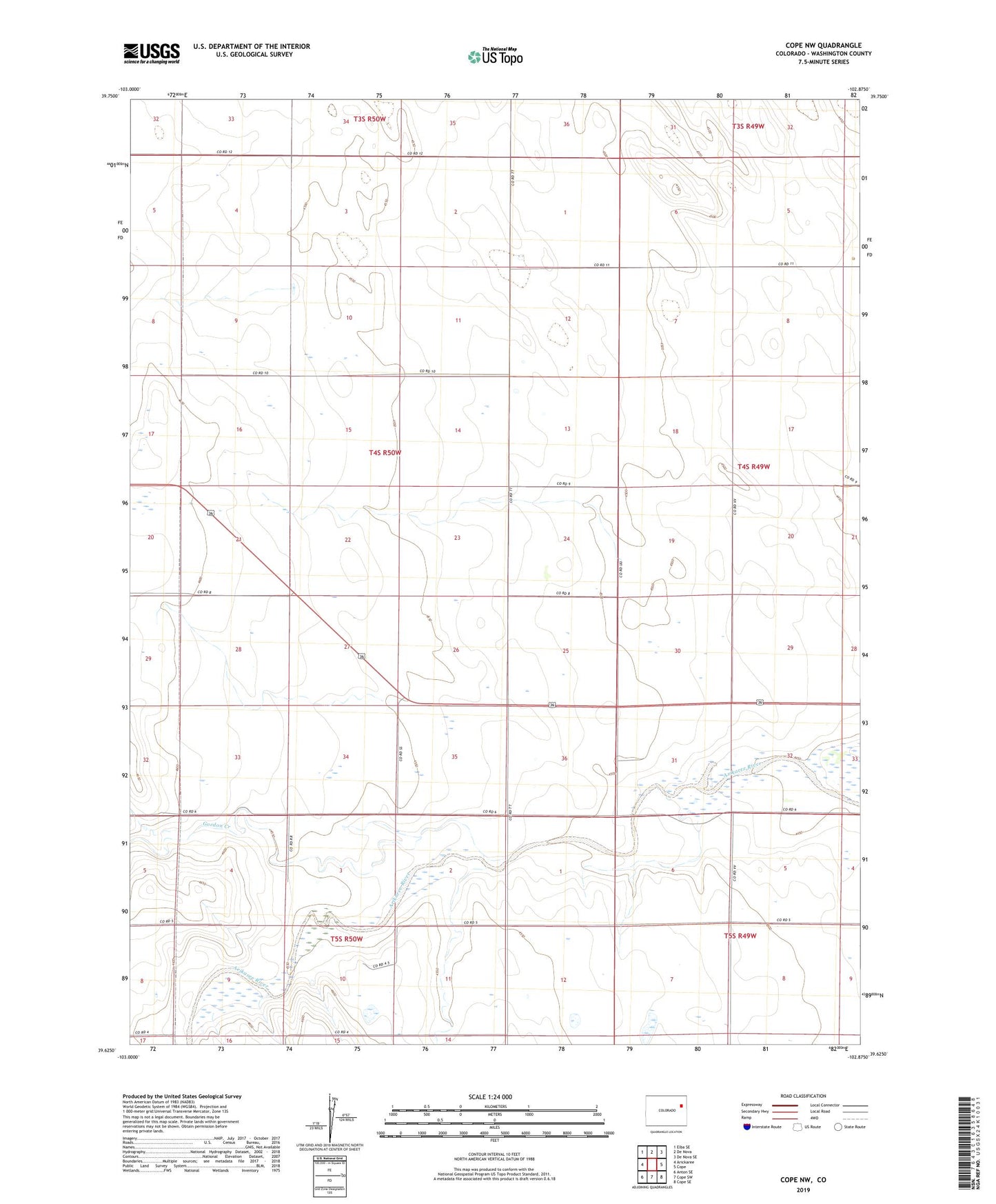 Cope NW Colorado US Topo Map Image