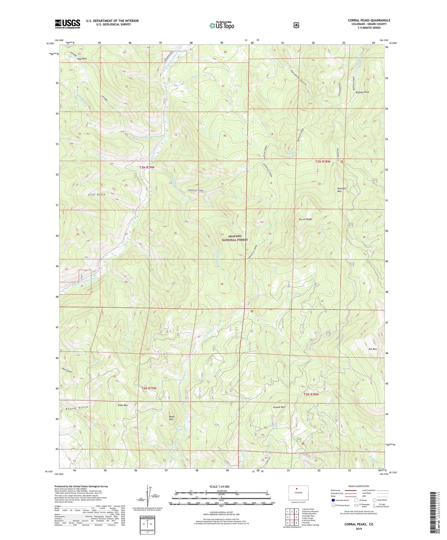 Corral Peaks Colorado US Topo Map Image