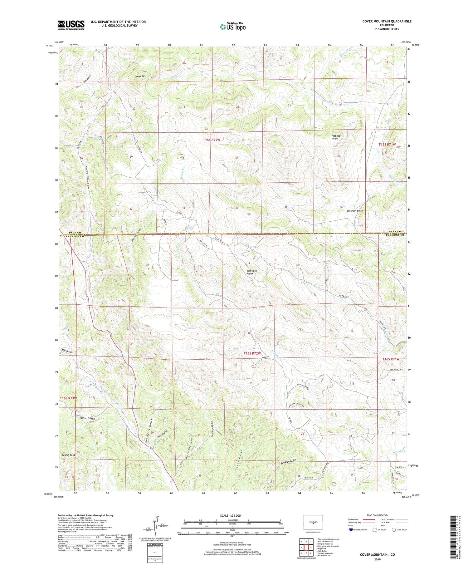 Cover Mountain Colorado US Topo Map Image