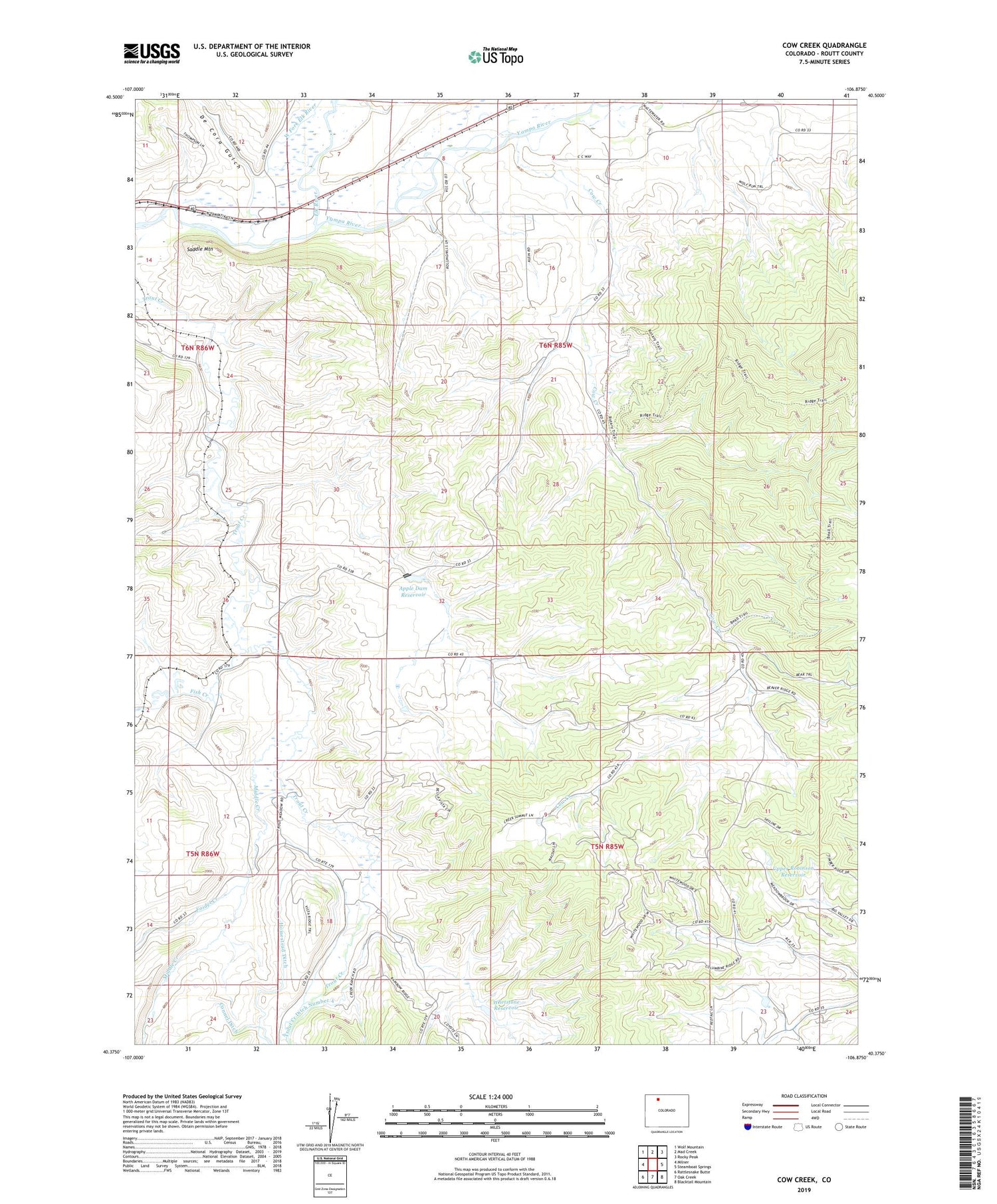 Cow Creek Colorado US Topo Map Image