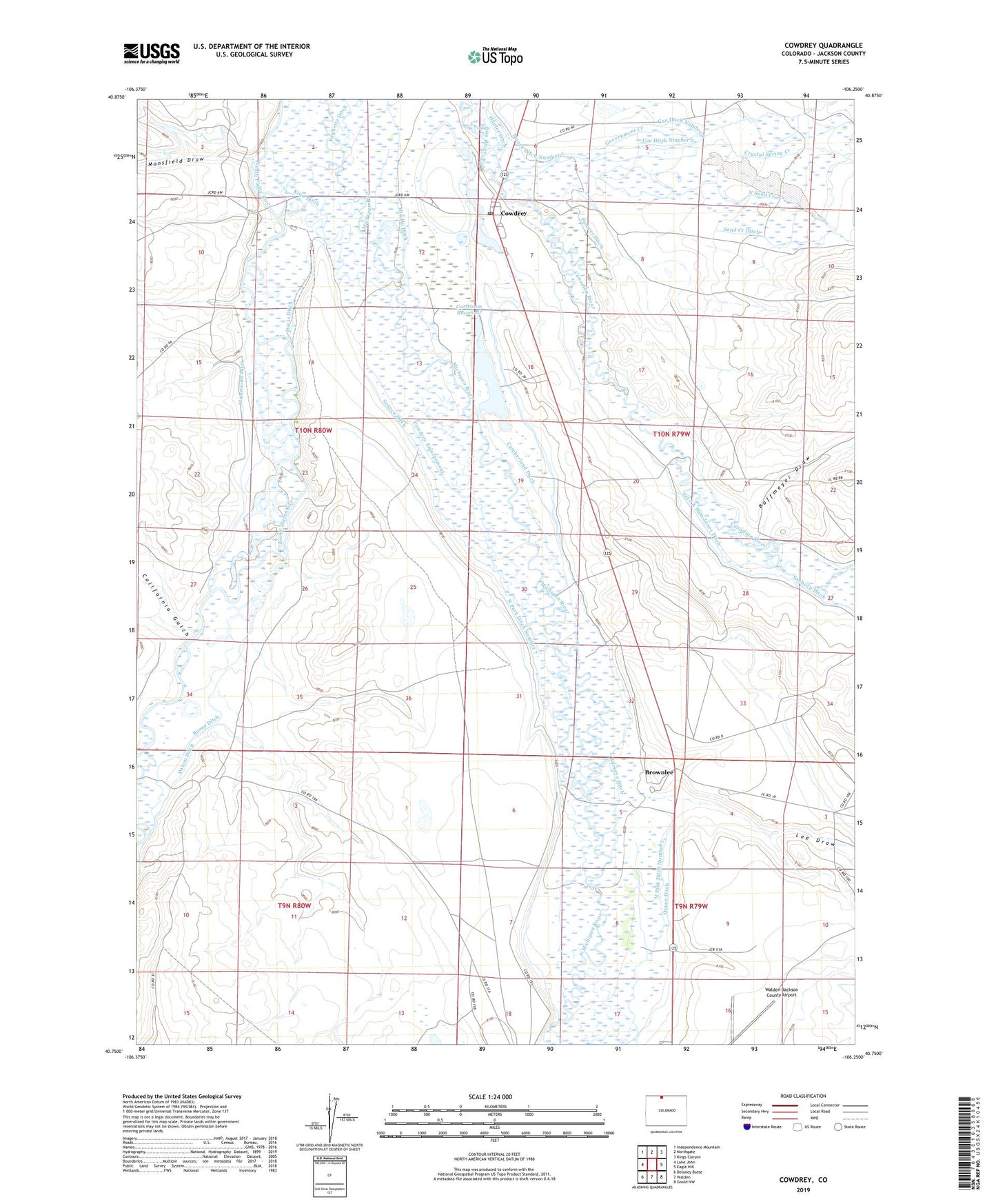 Cowdrey Colorado US Topo Map Image