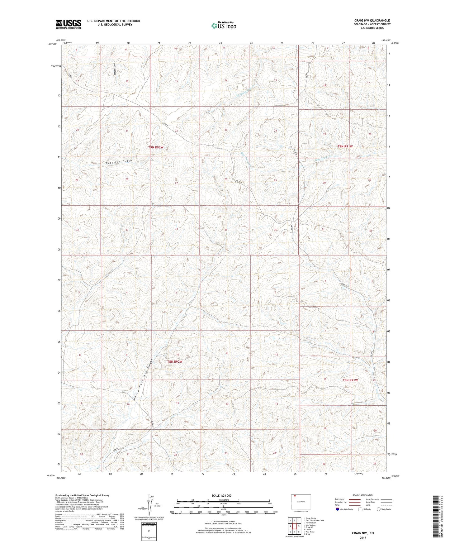 Craig NW Colorado US Topo Map Image
