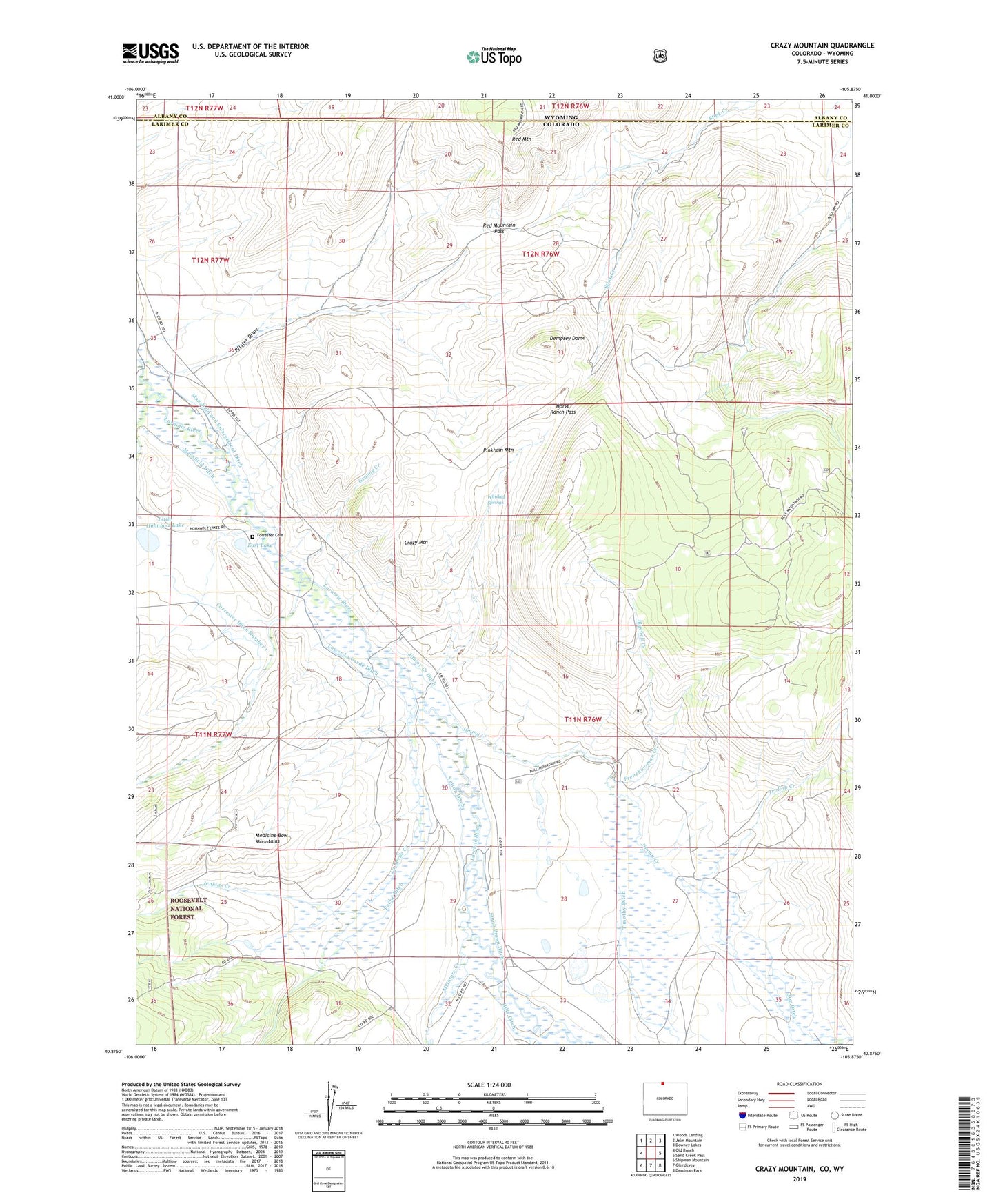 Crazy Mountain Colorado US Topo Map Image