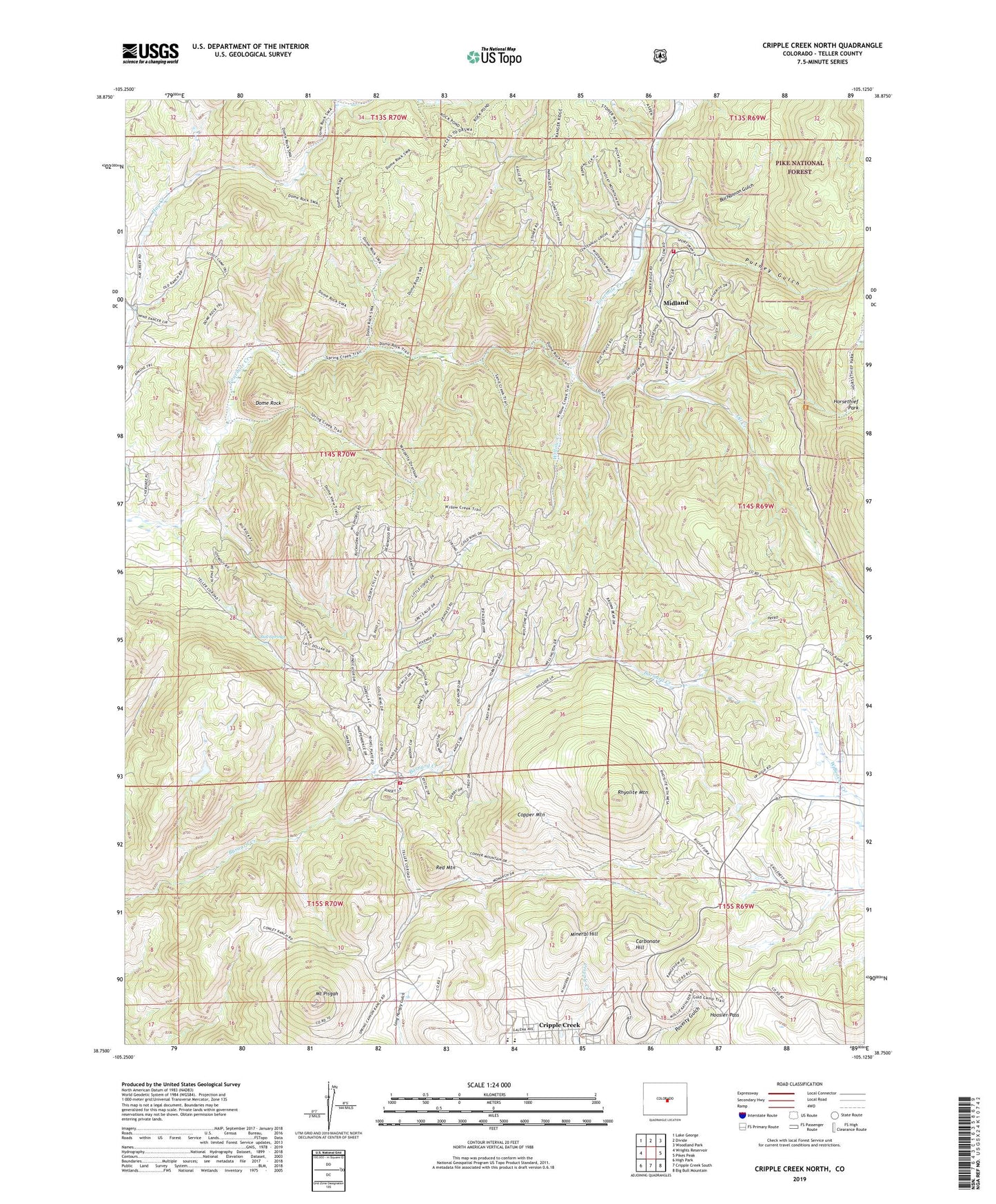 Cripple Creek North Colorado US Topo Map Image