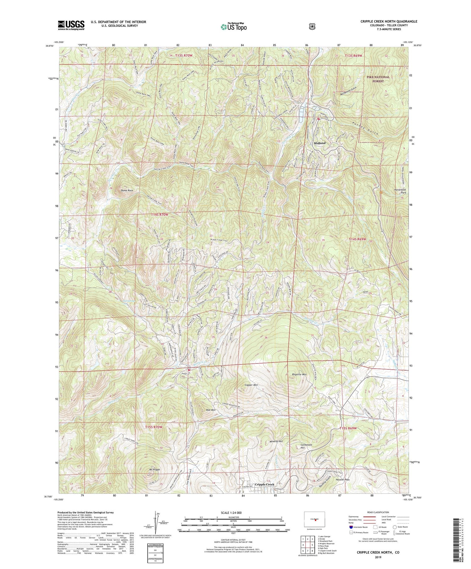 Cripple Creek North Colorado US Topo Map Image