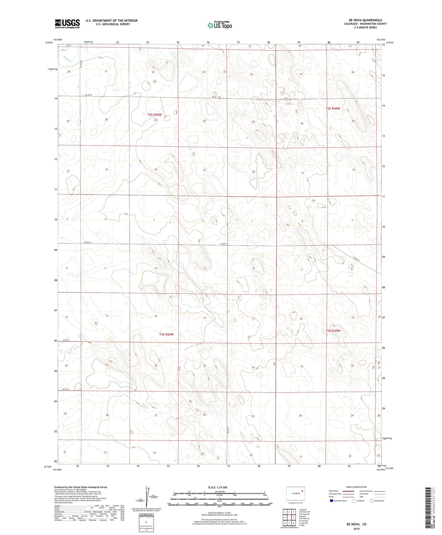 De Nova Colorado US Topo Map Image