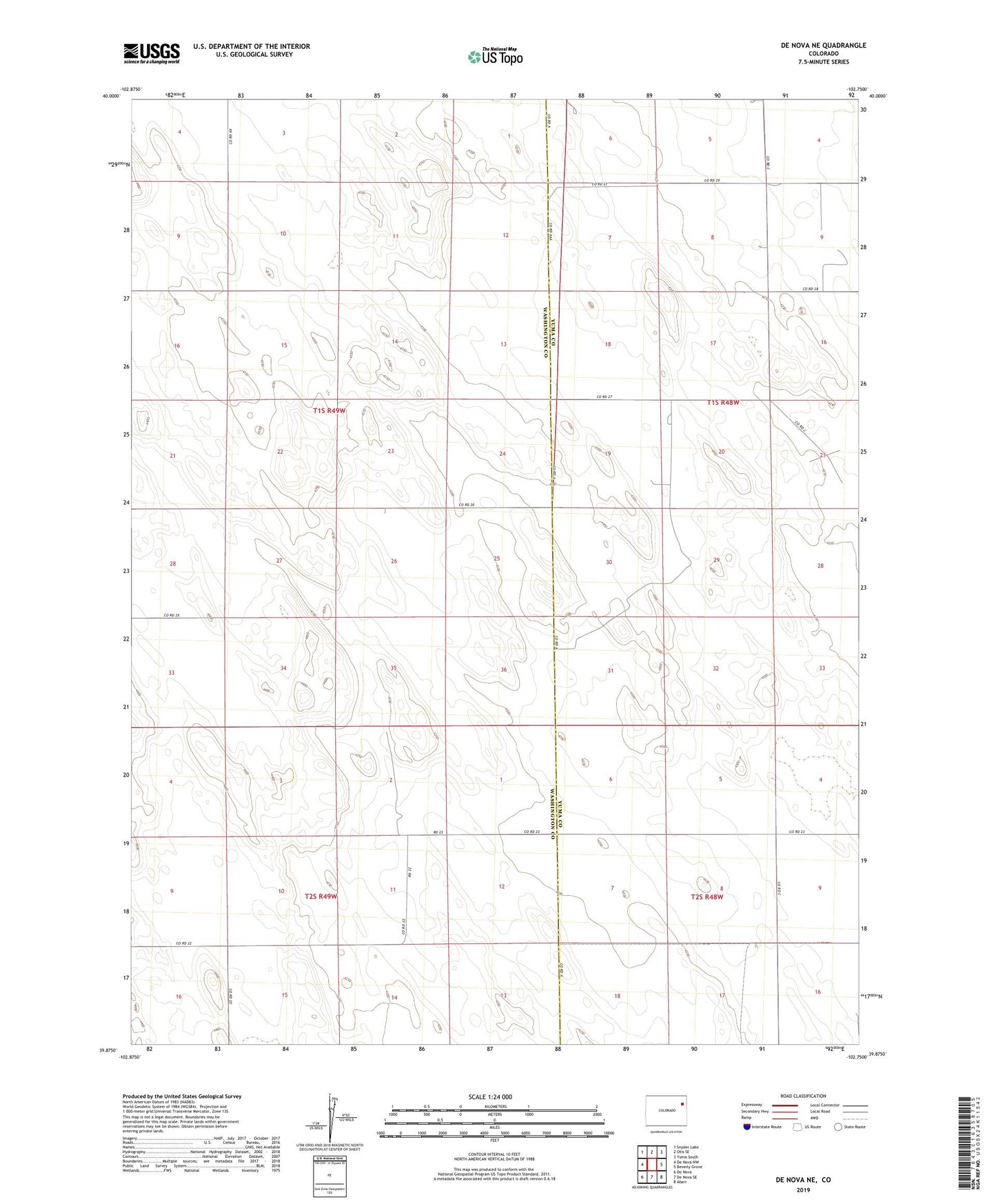 De Nova NE Colorado US Topo Map Image