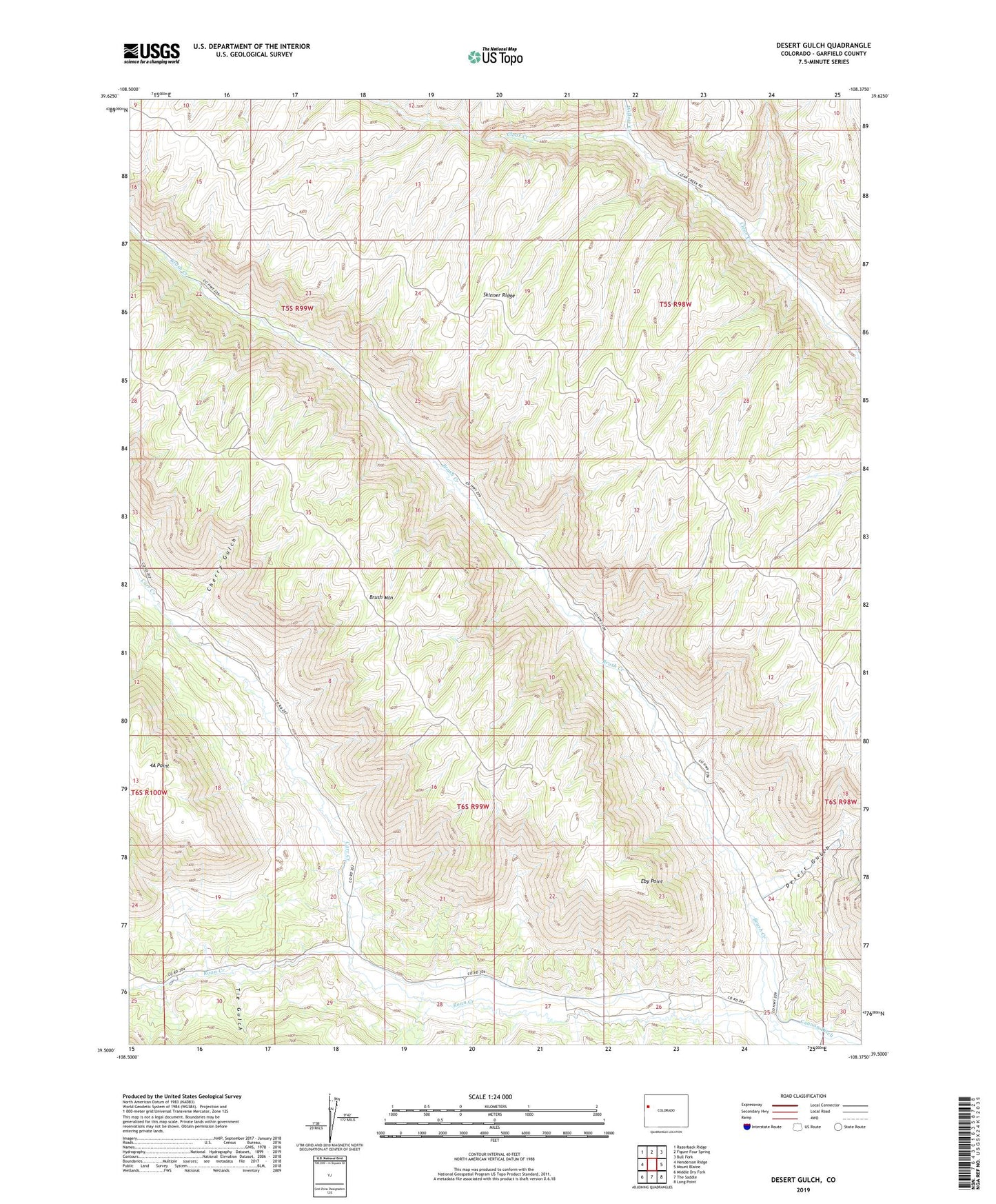 Desert Gulch Colorado US Topo Map Image