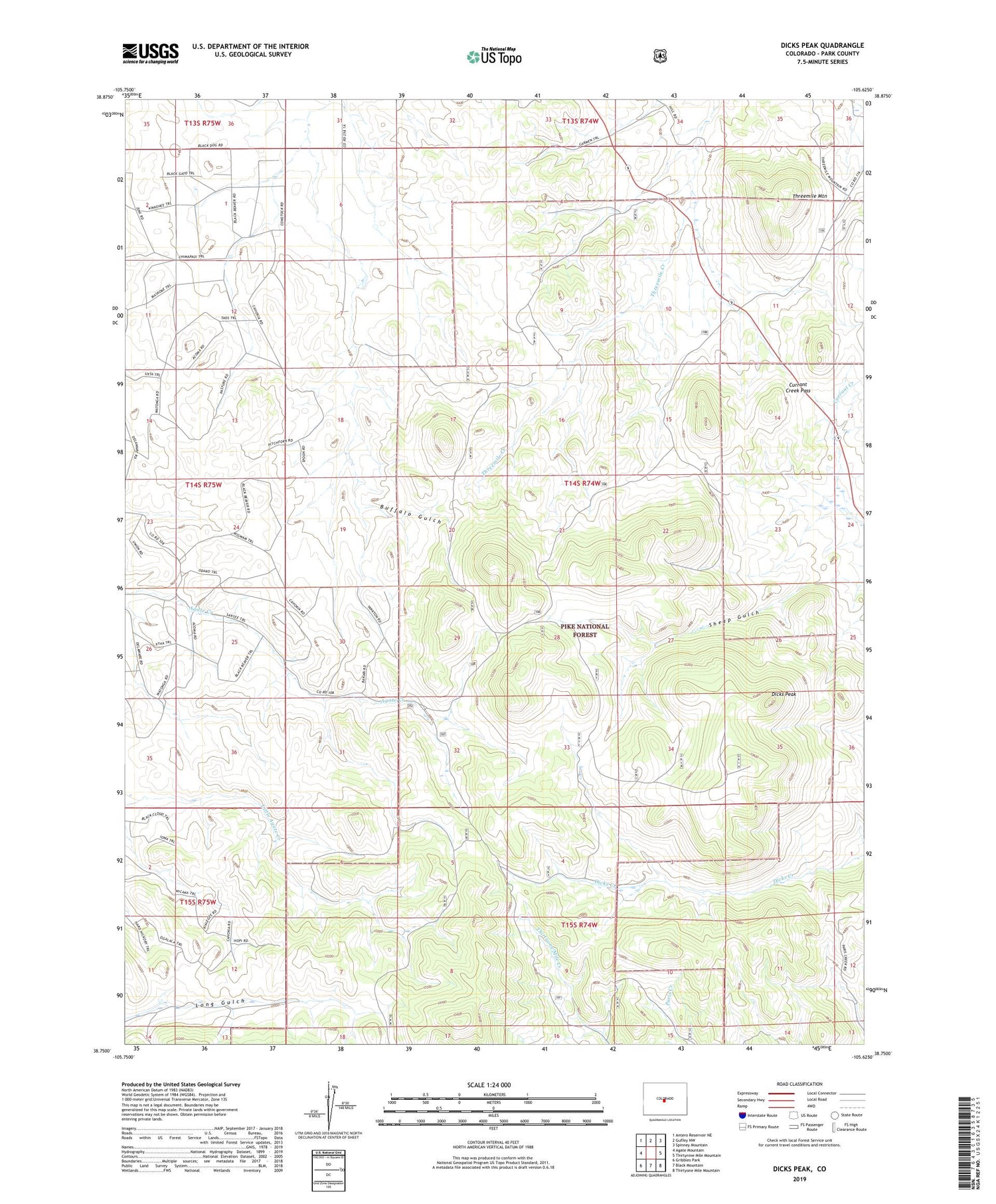 Dicks Peak Colorado US Topo Map Image