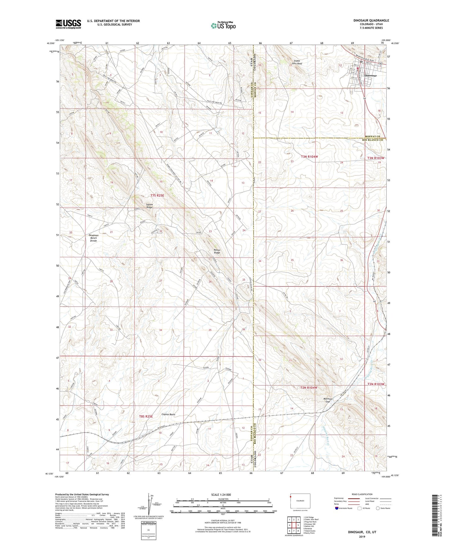Dinosaur Colorado US Topo Map Image
