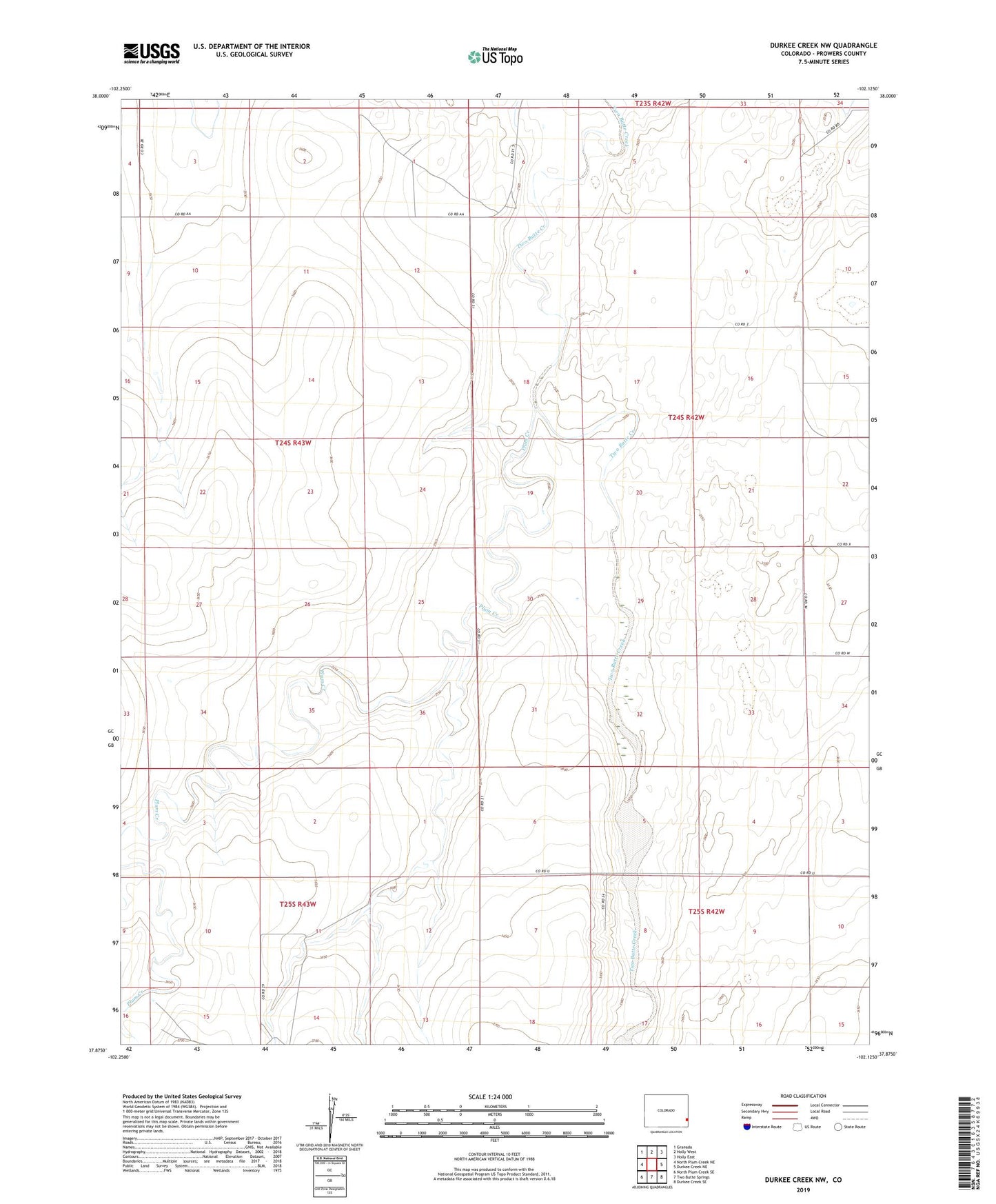 Durkee Creek NW Colorado US Topo Map Image
