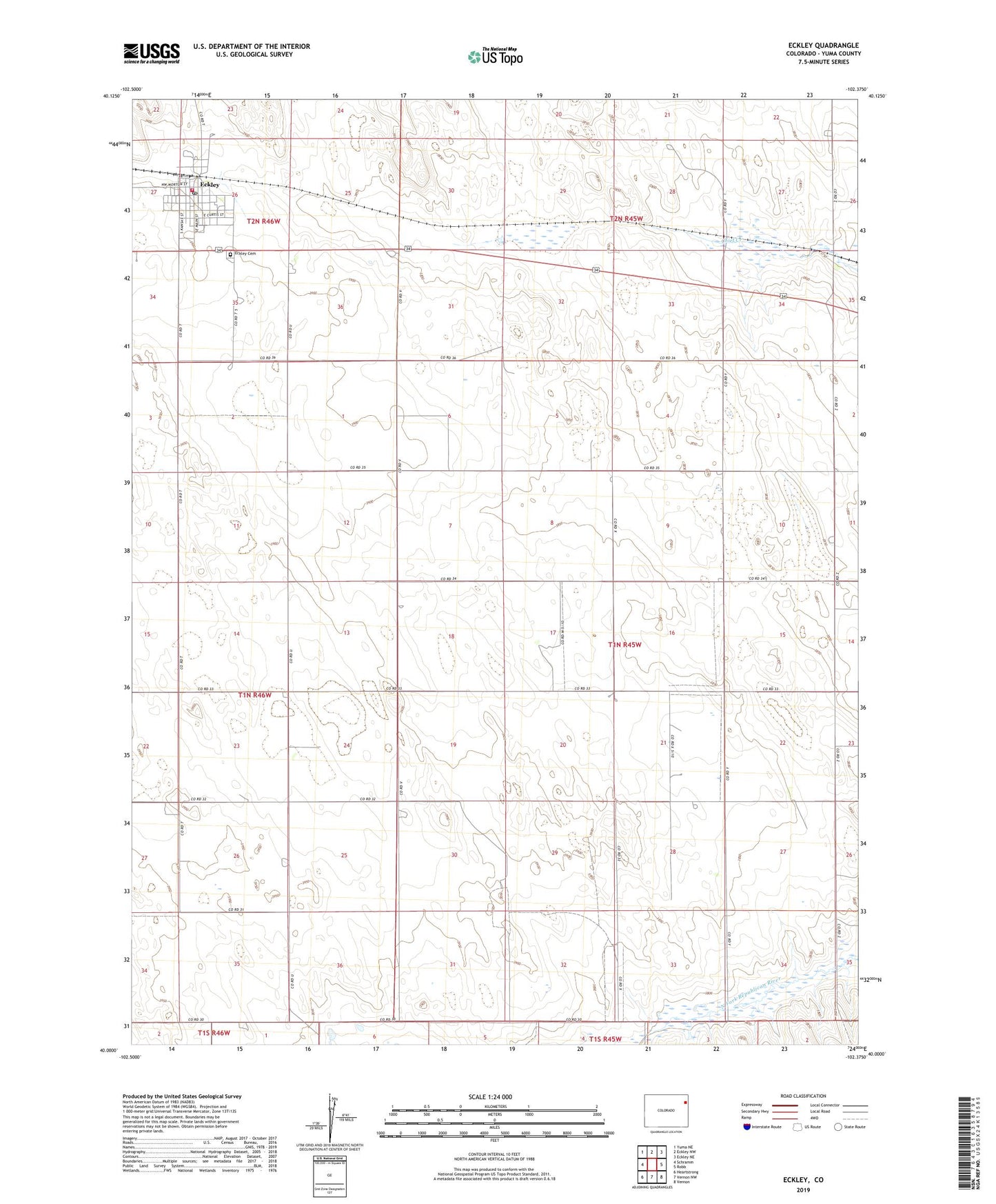 Eckley Colorado US Topo Map Image