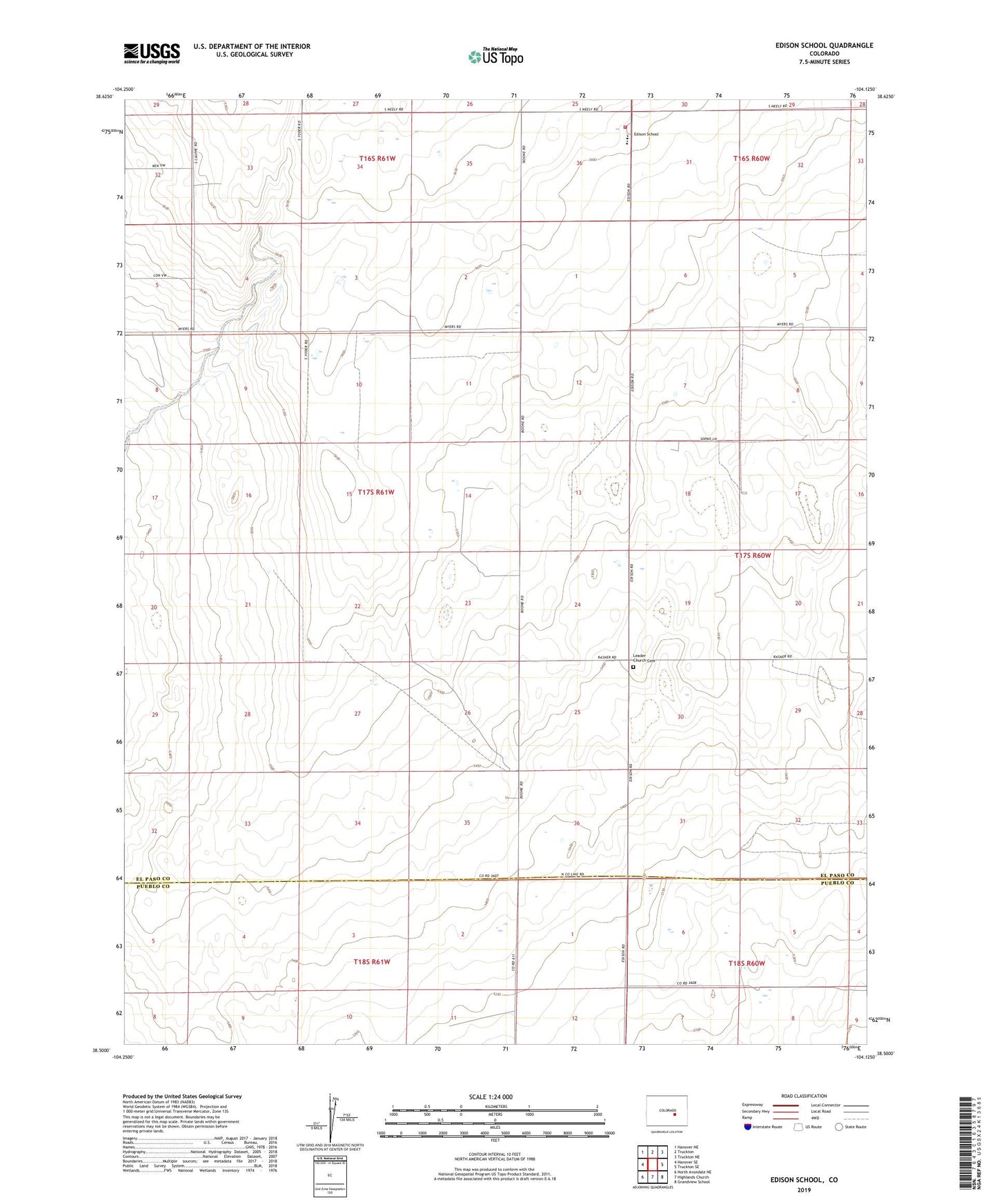 Edison School Colorado US Topo Map Image