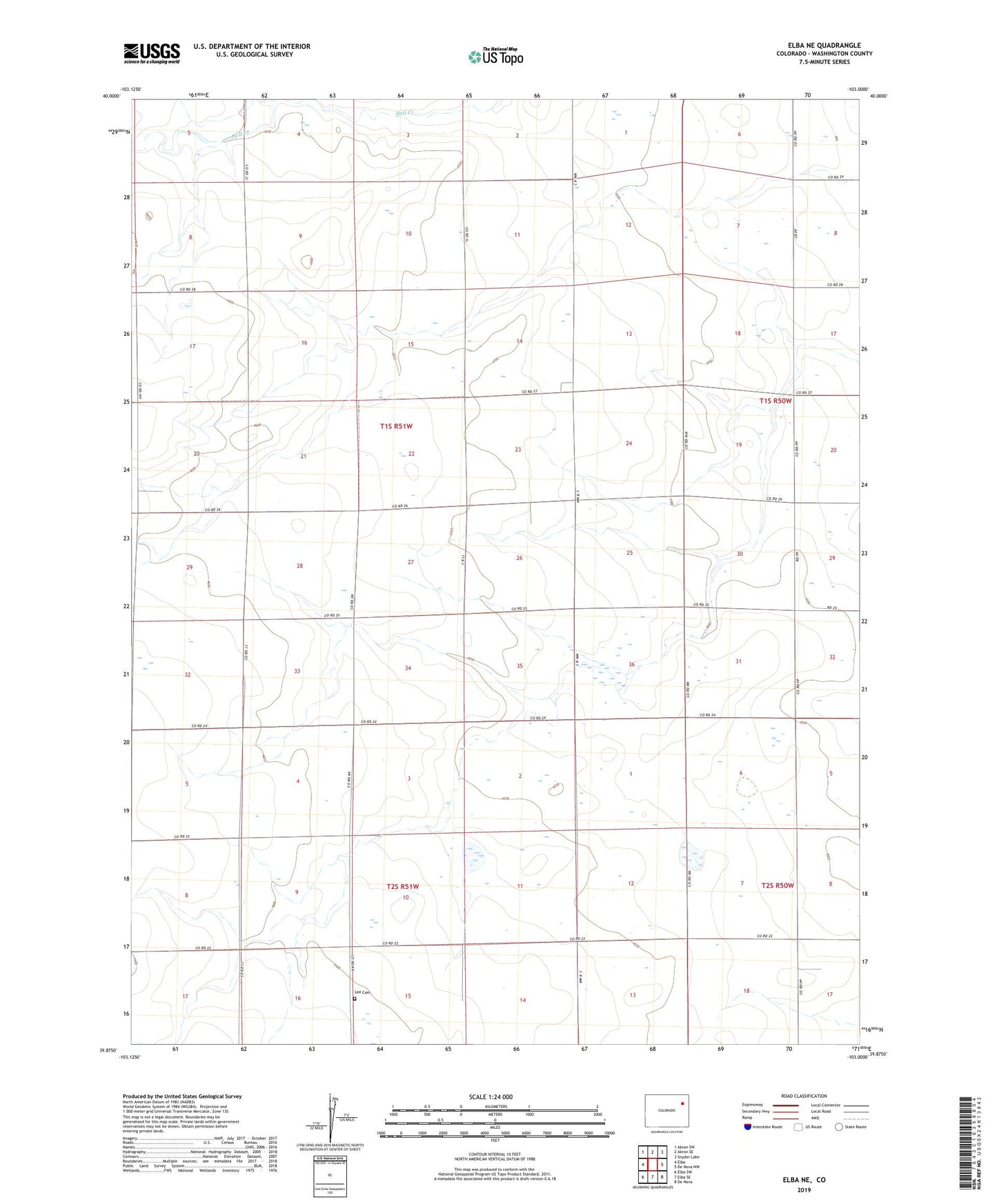Elba NE Colorado US Topo Map Image