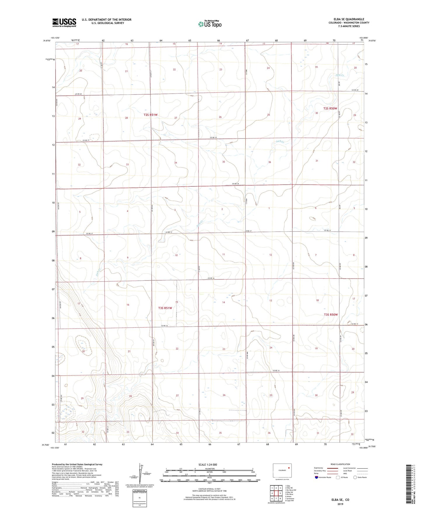 Elba SE Colorado US Topo Map Image
