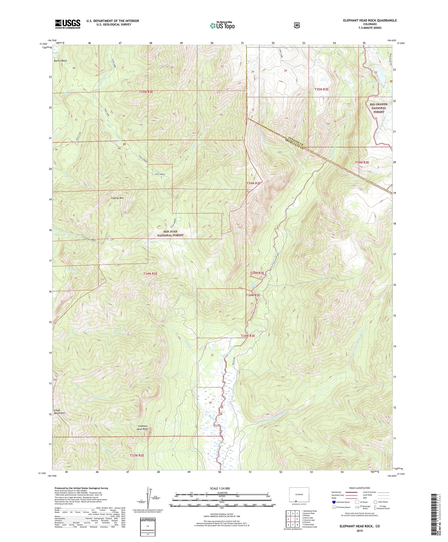 Elephant Head Rock Colorado US Topo Map Image