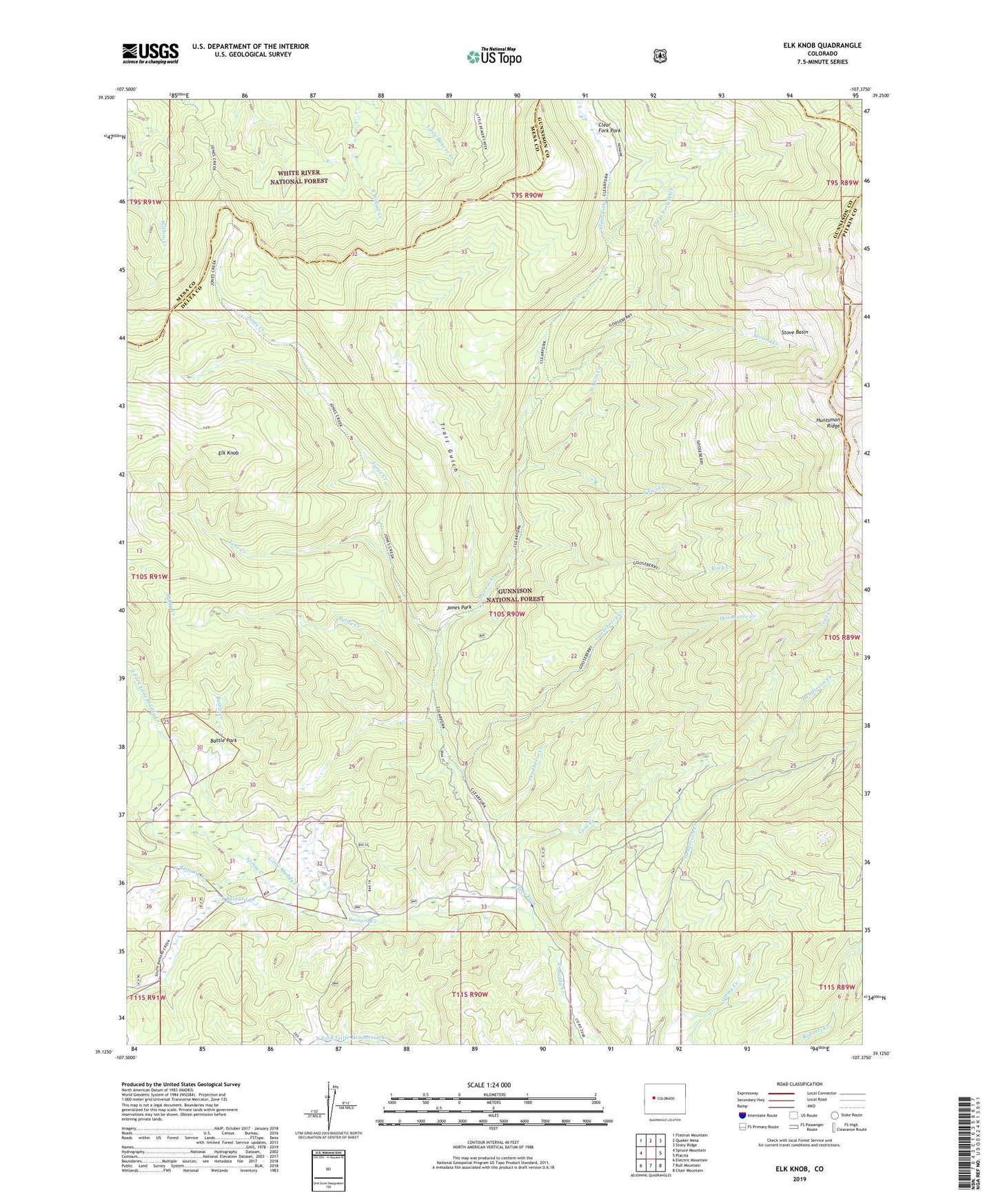 Elk Knob Colorado US Topo Map Image