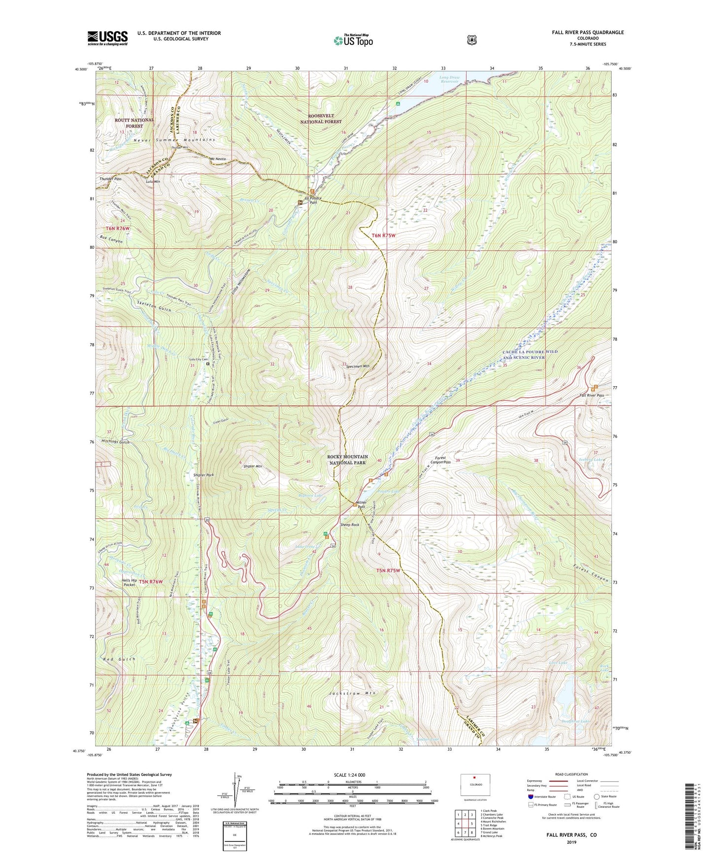 Fall River Pass Colorado US Topo Map Image