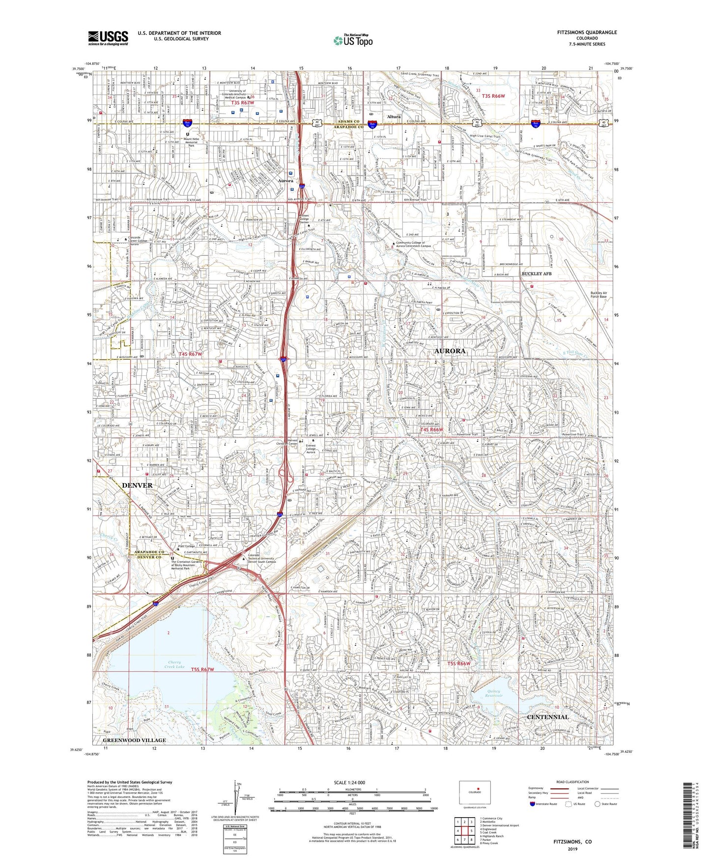 Fitzsimons Colorado US Topo Map Image