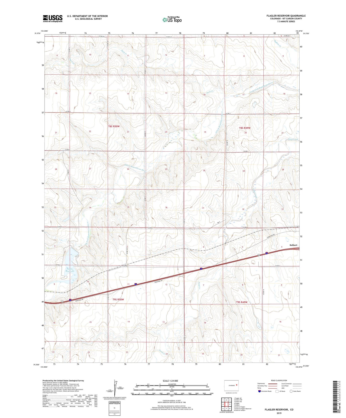 Flagler Reservoir Colorado US Topo Map Image