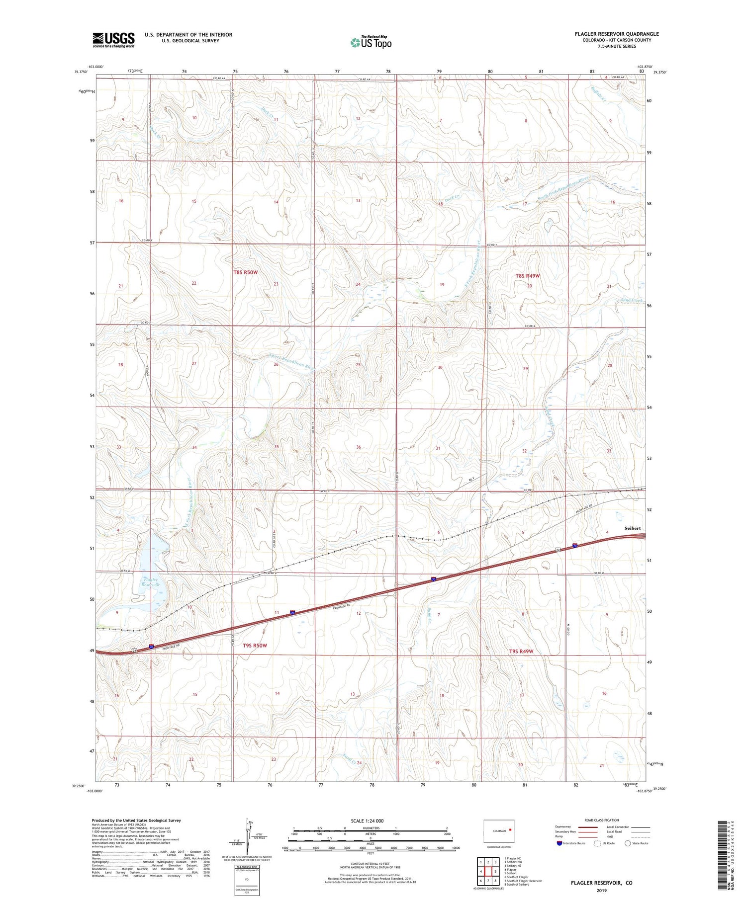 Flagler Reservoir Colorado US Topo Map Image