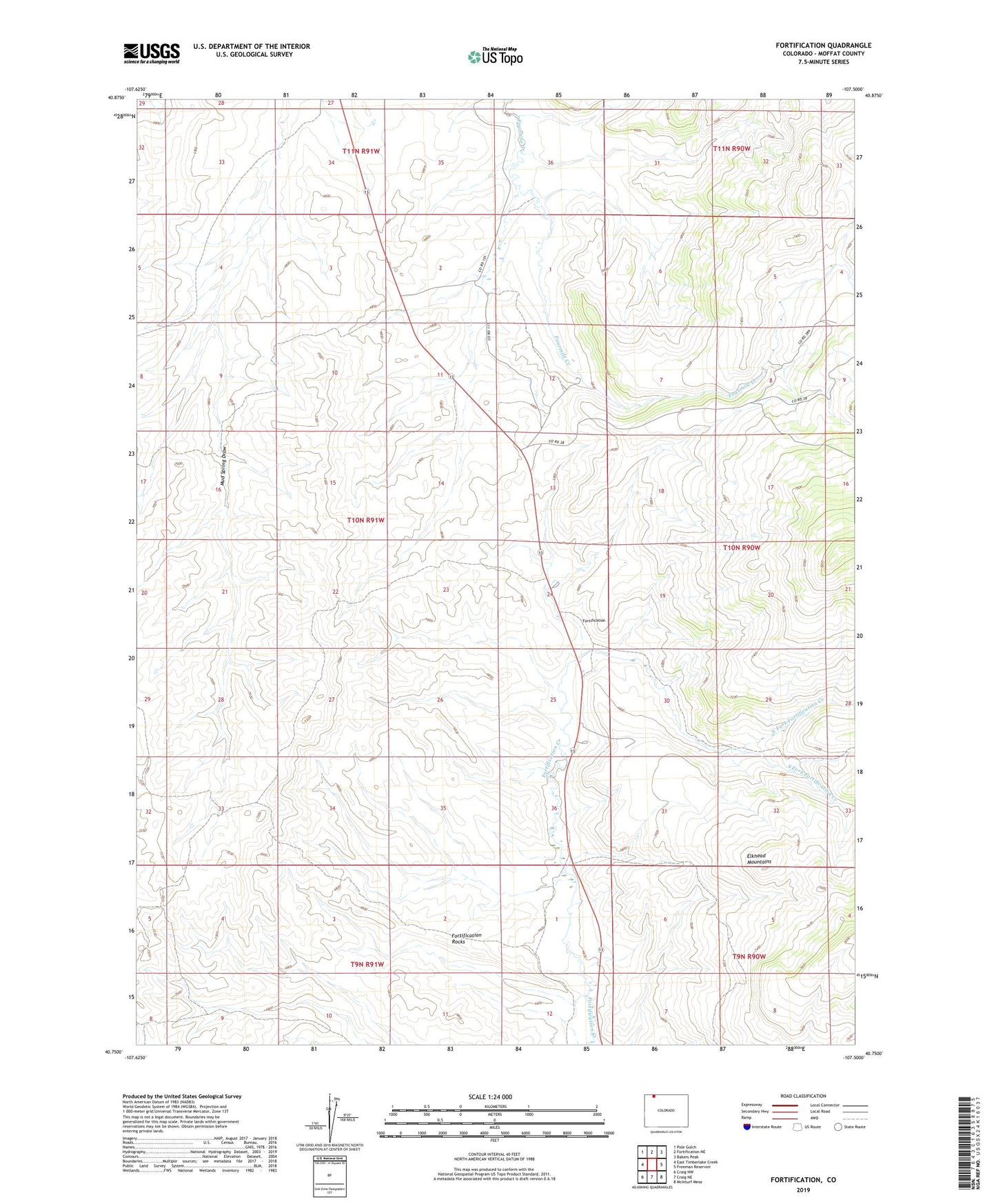 Fortification Colorado US Topo Map Image