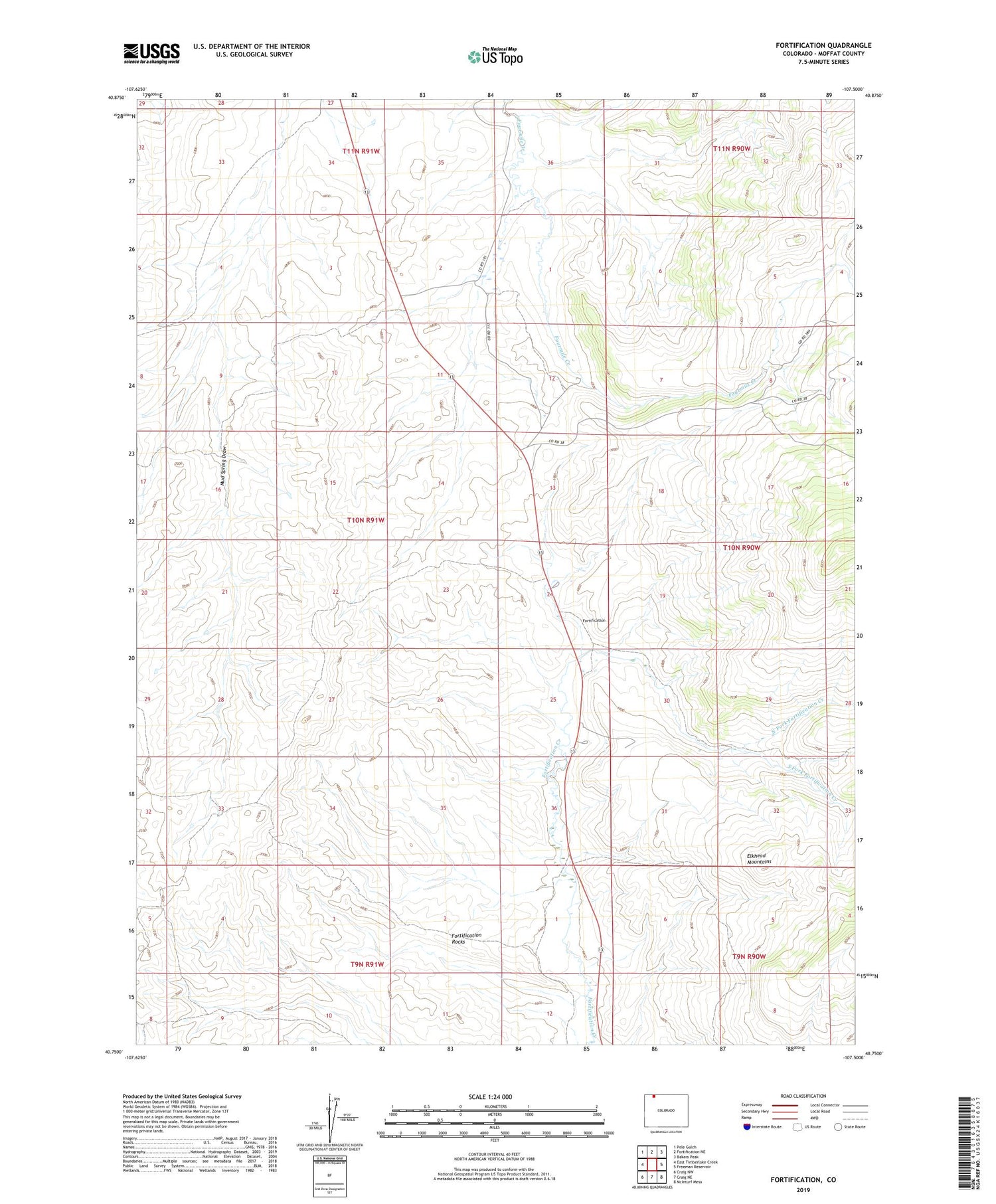Fortification Colorado US Topo Map Image