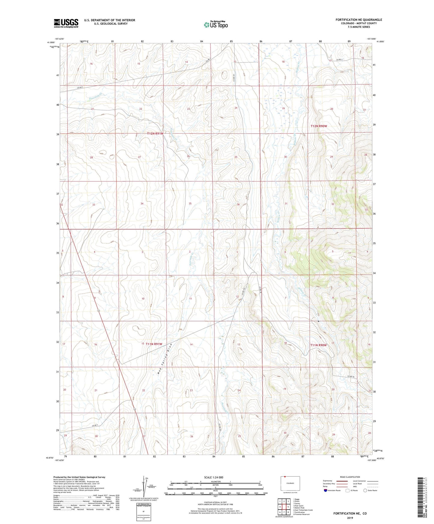 Fortification NE Colorado US Topo Map Image
