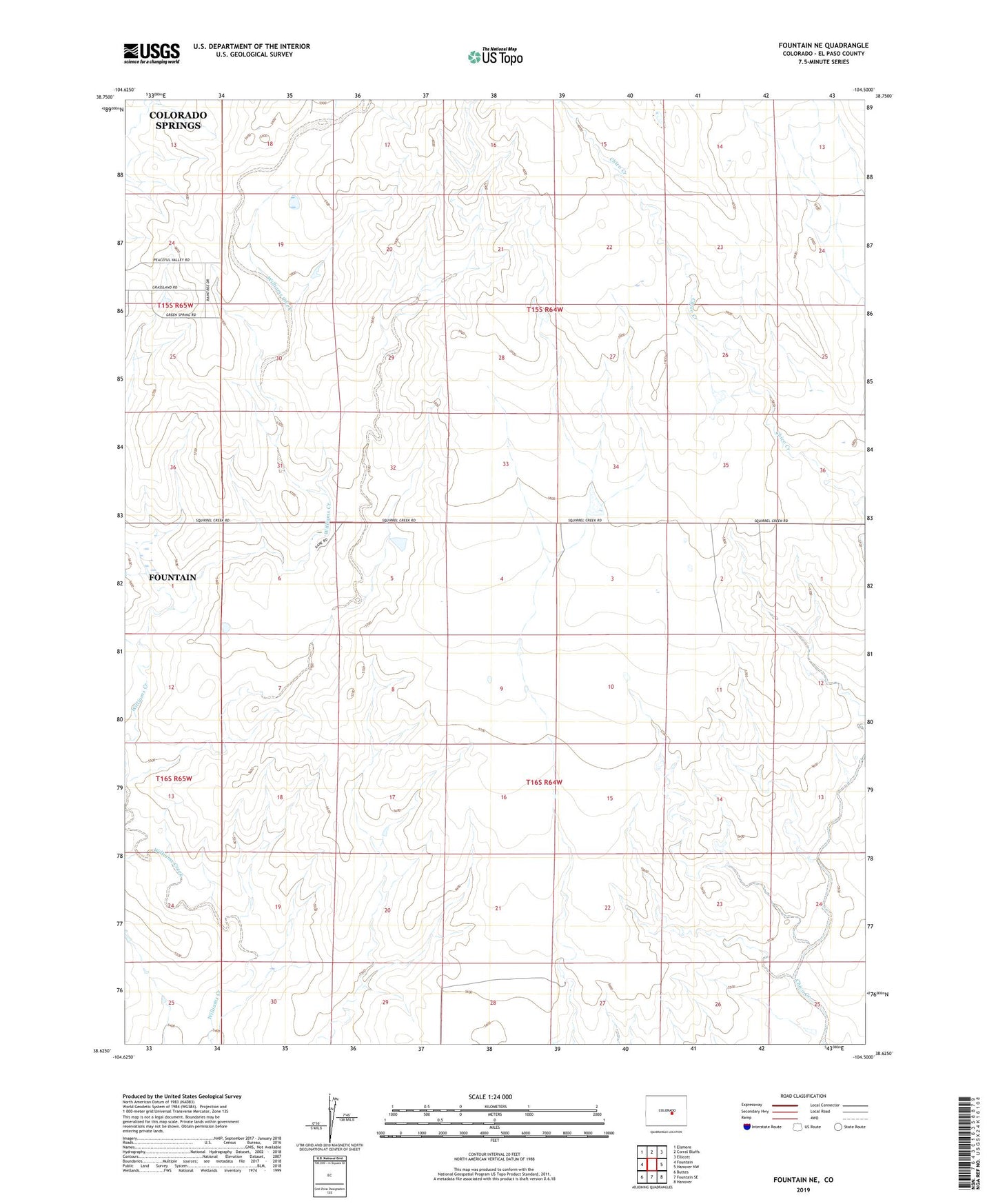 Fountain NE Colorado US Topo Map Image