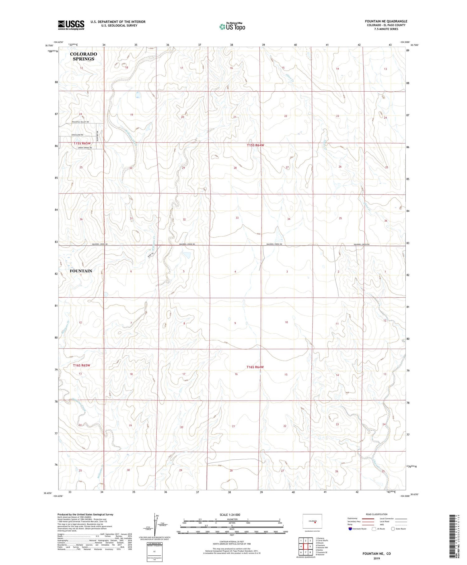 Fountain NE Colorado US Topo Map Image