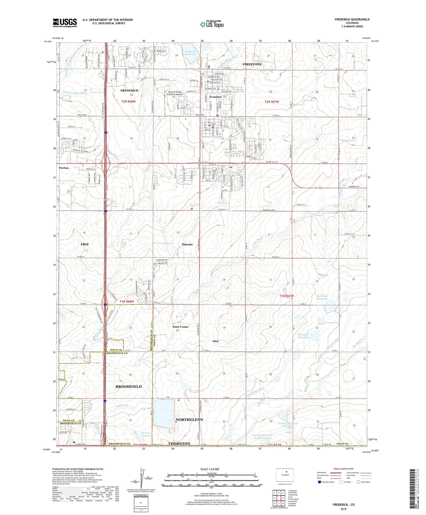 Frederick Colorado US Topo Map Image