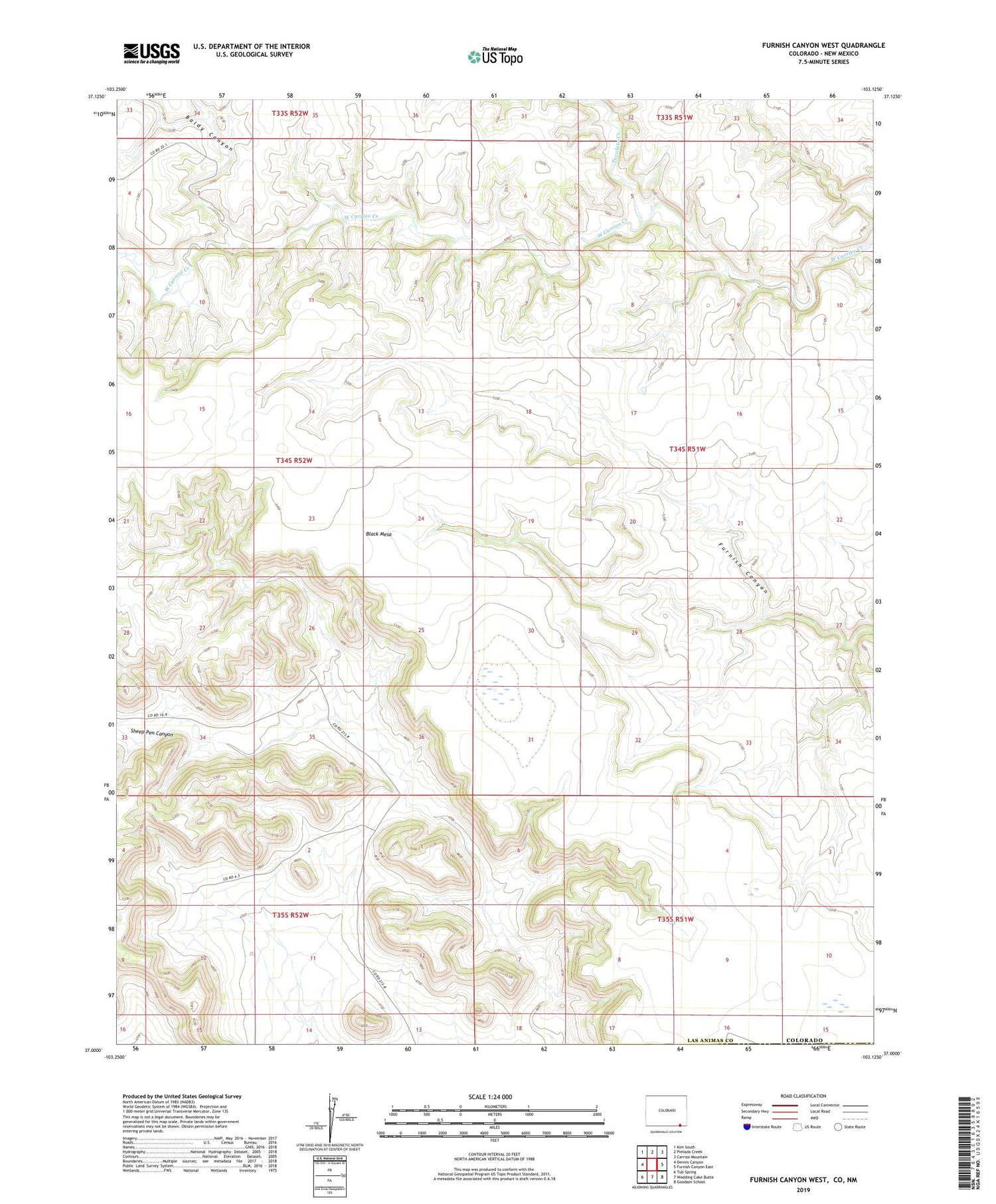 Furnish Canyon West Colorado US Topo Map Image