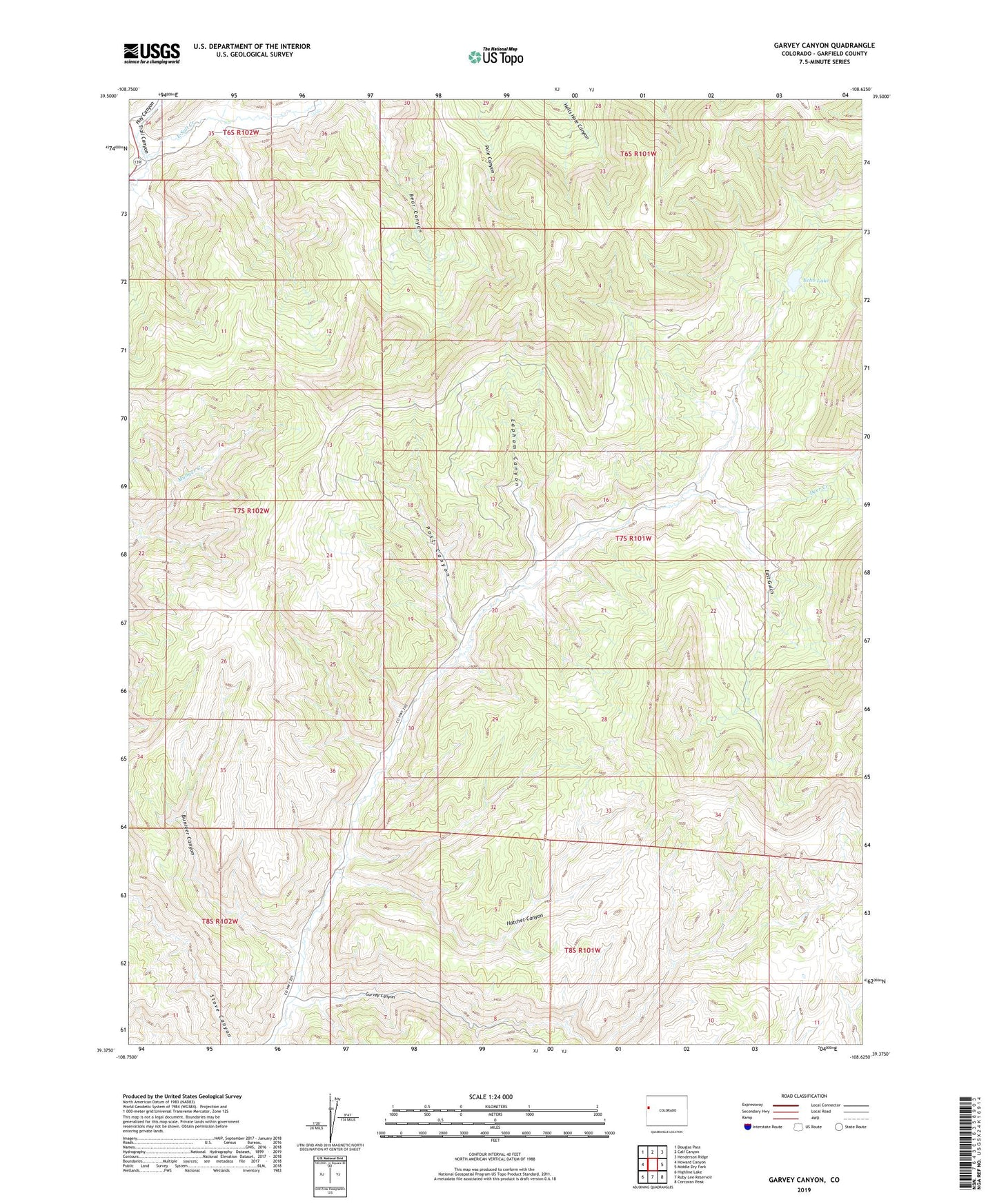 Garvey Canyon Colorado US Topo Map Image