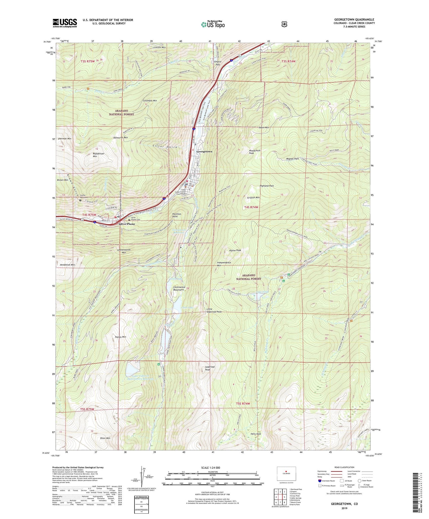 Georgetown Colorado US Topo Map Image