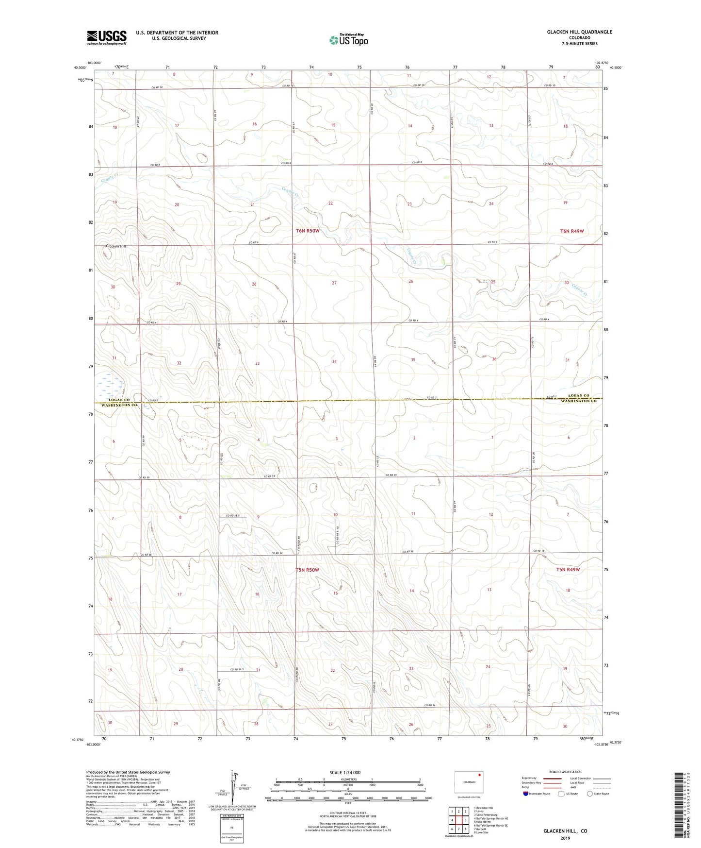 Glacken Hill Colorado US Topo Map Image