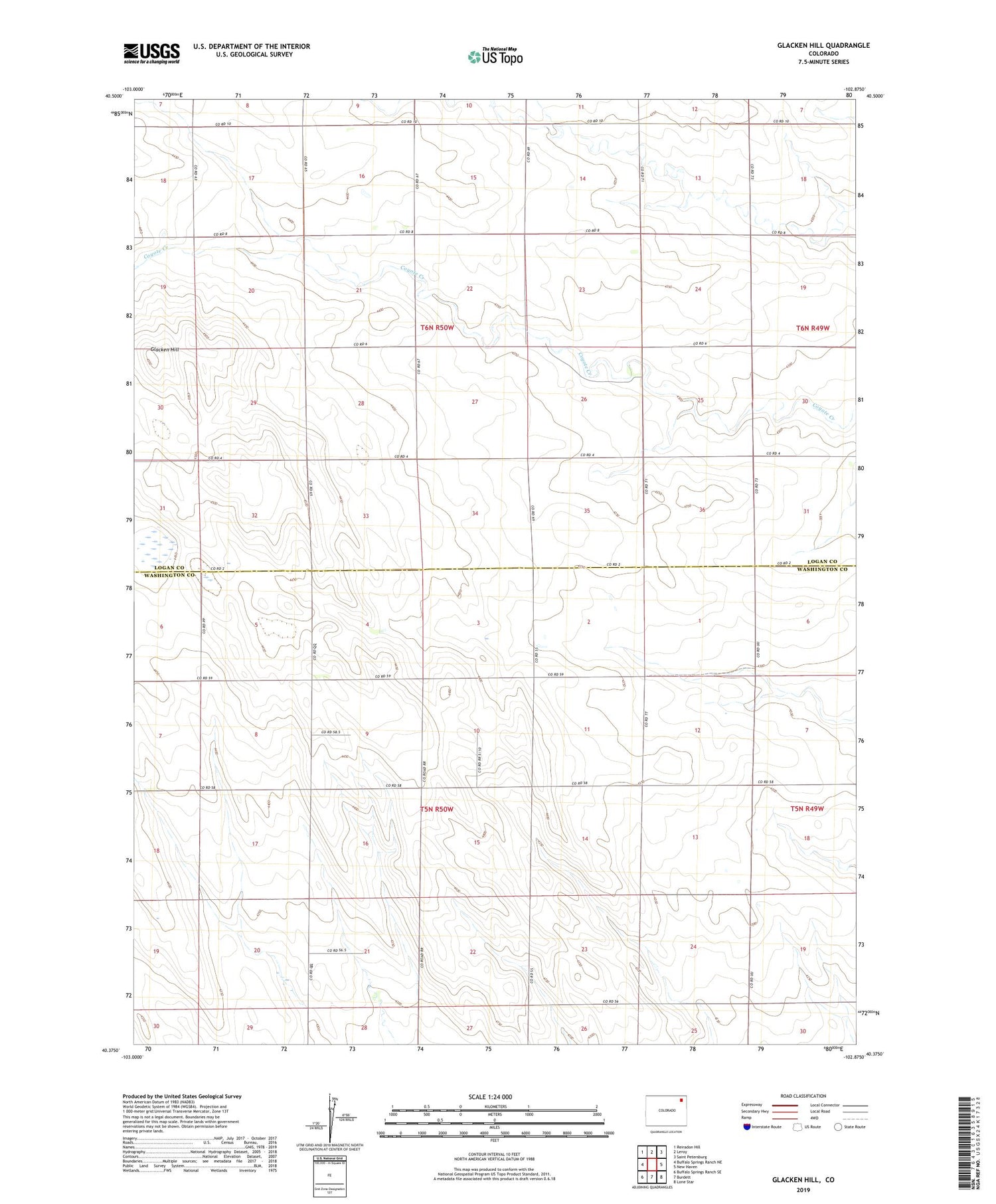 Glacken Hill Colorado US Topo Map Image