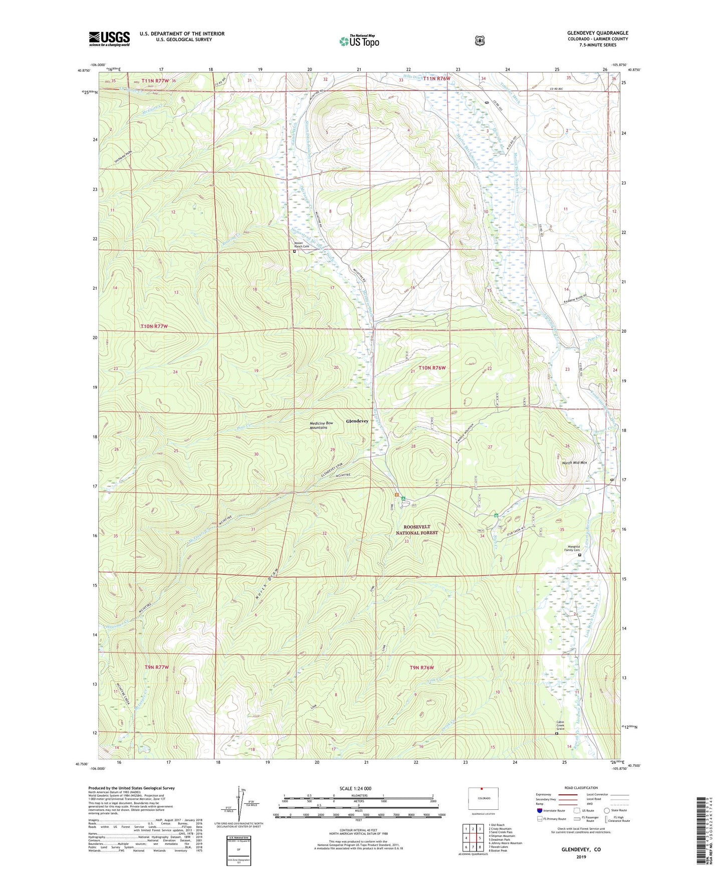 Glendevey Colorado US Topo Map Image