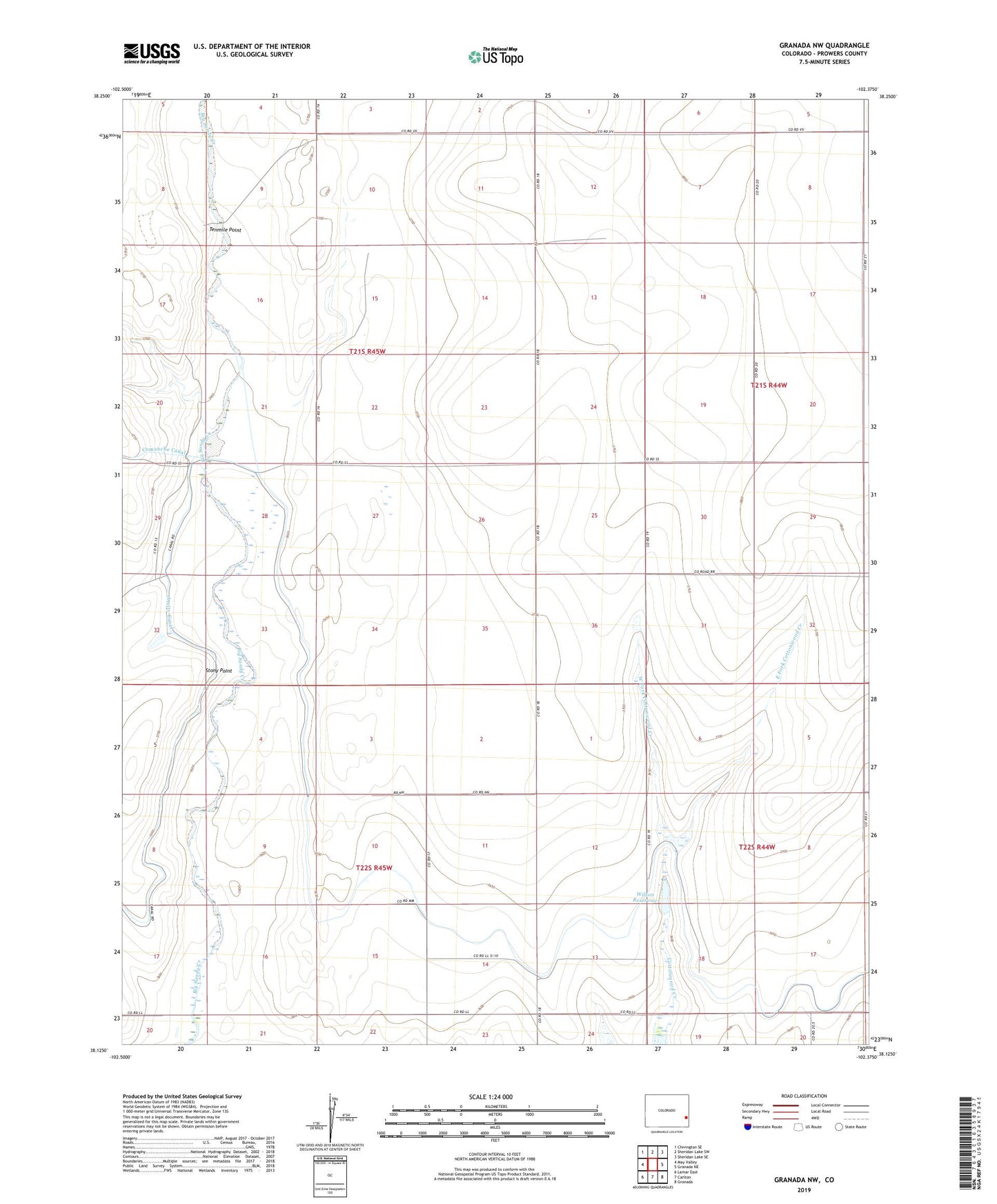 Granada NW Colorado US Topo Map Image